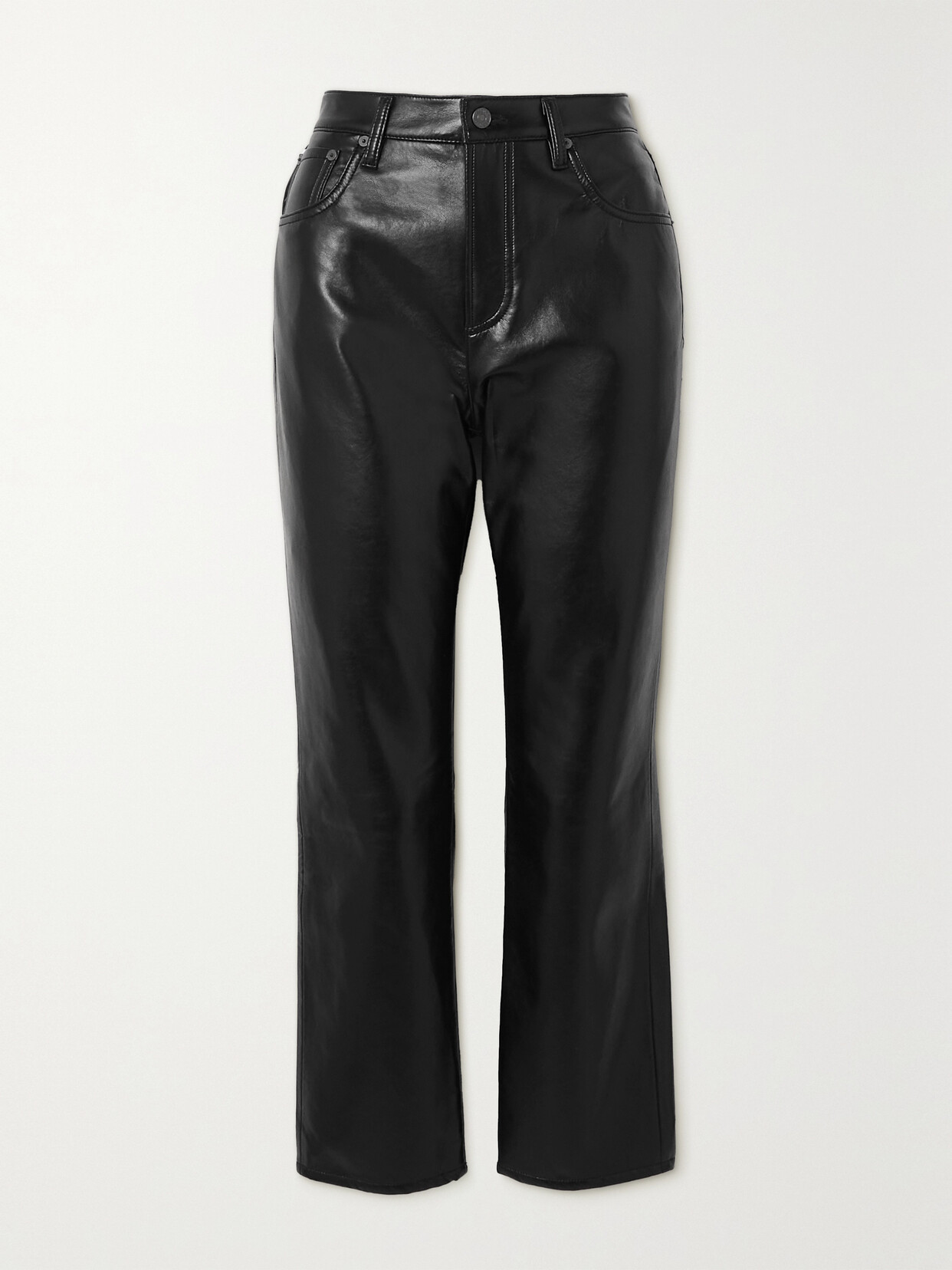 Citizen Of Humanity Jolene High-rise Straight-leg Recycled Leather-blend Trousers In Black