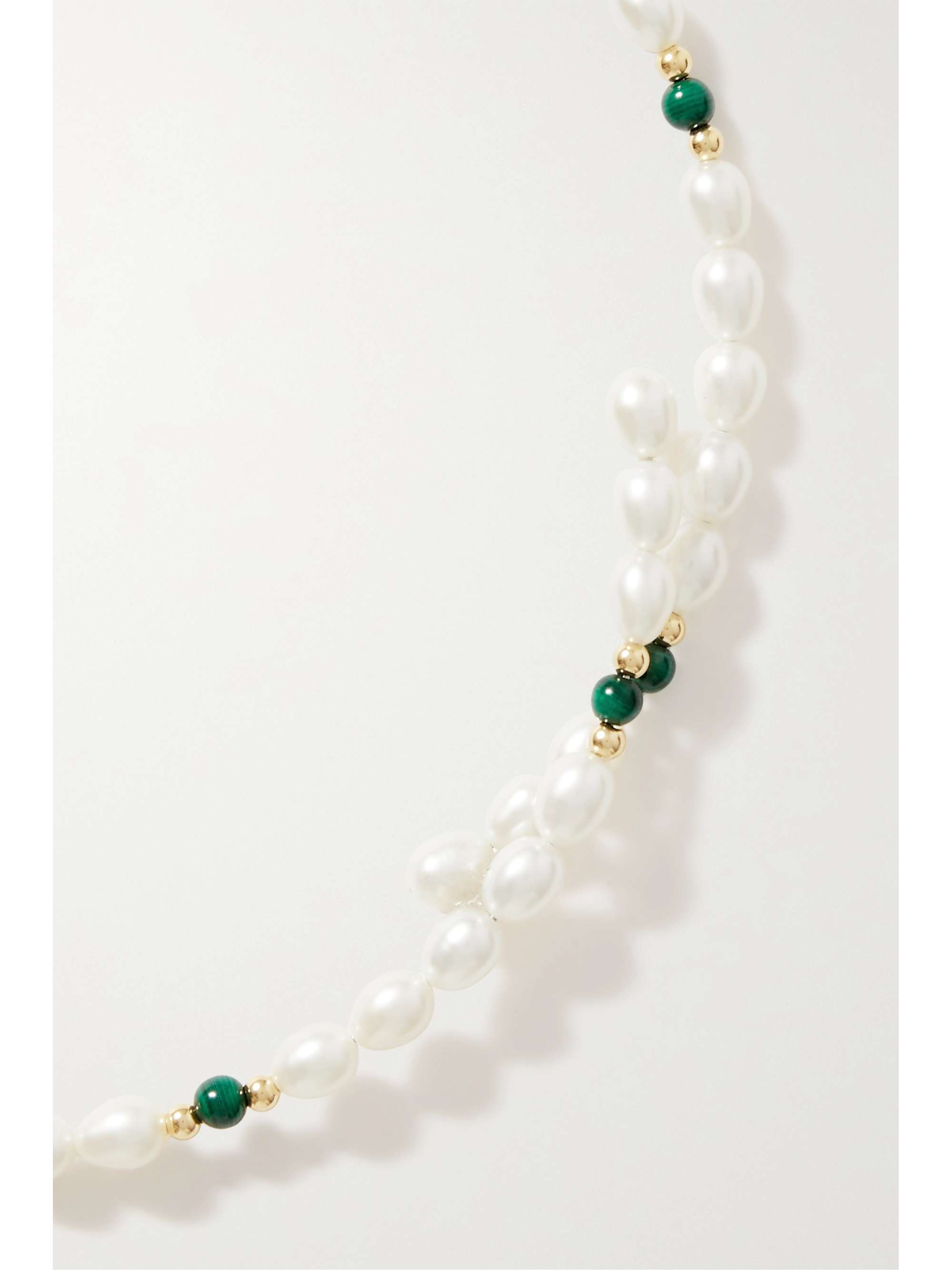 ANISSA KERMICHE The Pearl Next Door 9-karat gold, pearl and malachite necklace