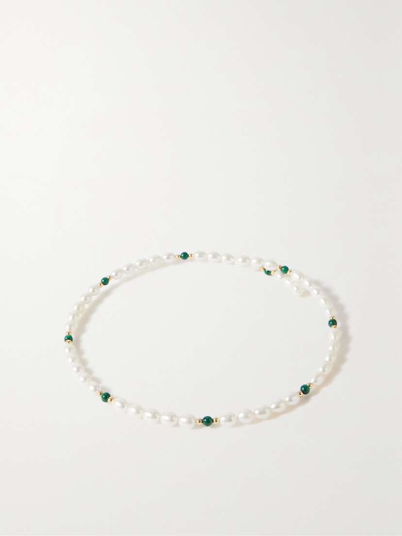 Anissa Kermiche The Pearl Next Door 9-karat , Pearl And Malachite Necklace