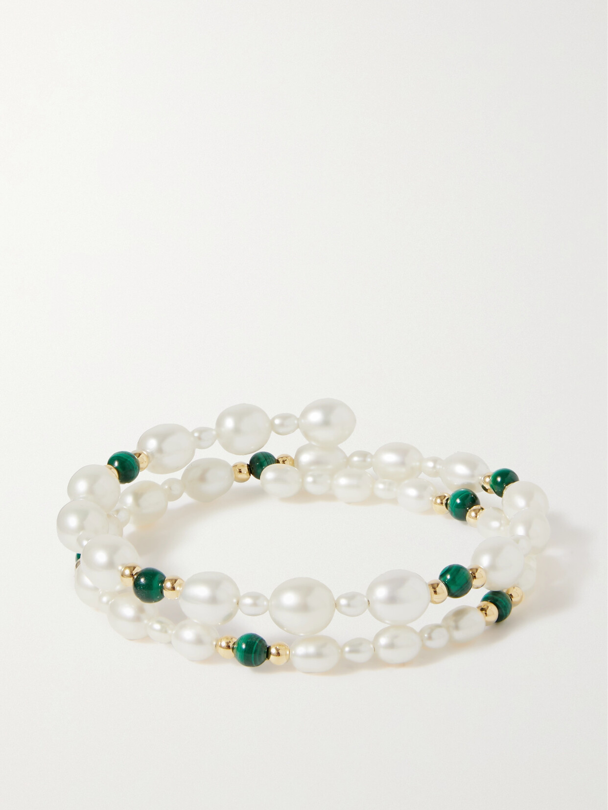 Anissa Kermiche - The Pearl Next Door 9-karat Gold, Pearl And Malachite Bracelet - One size