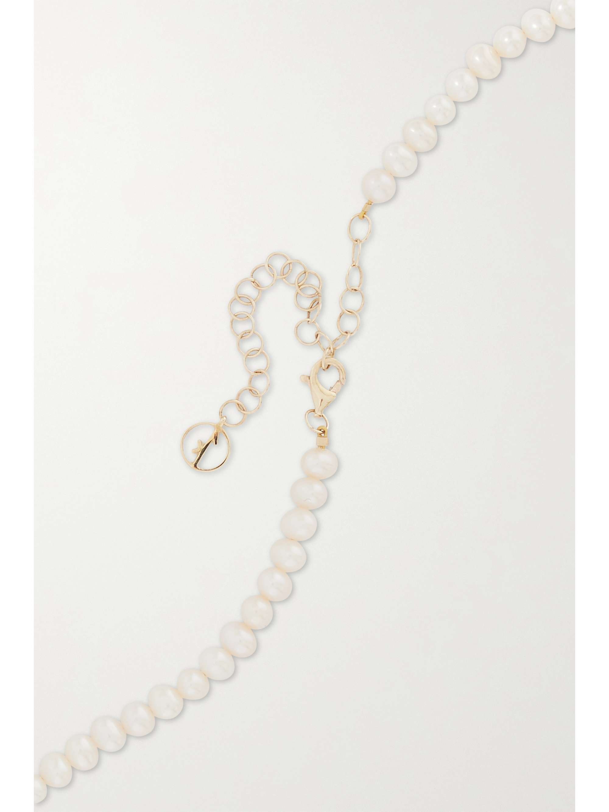 ANISSA KERMICHE Maternity Leaf 9-karat gold, quartz and pearl necklace