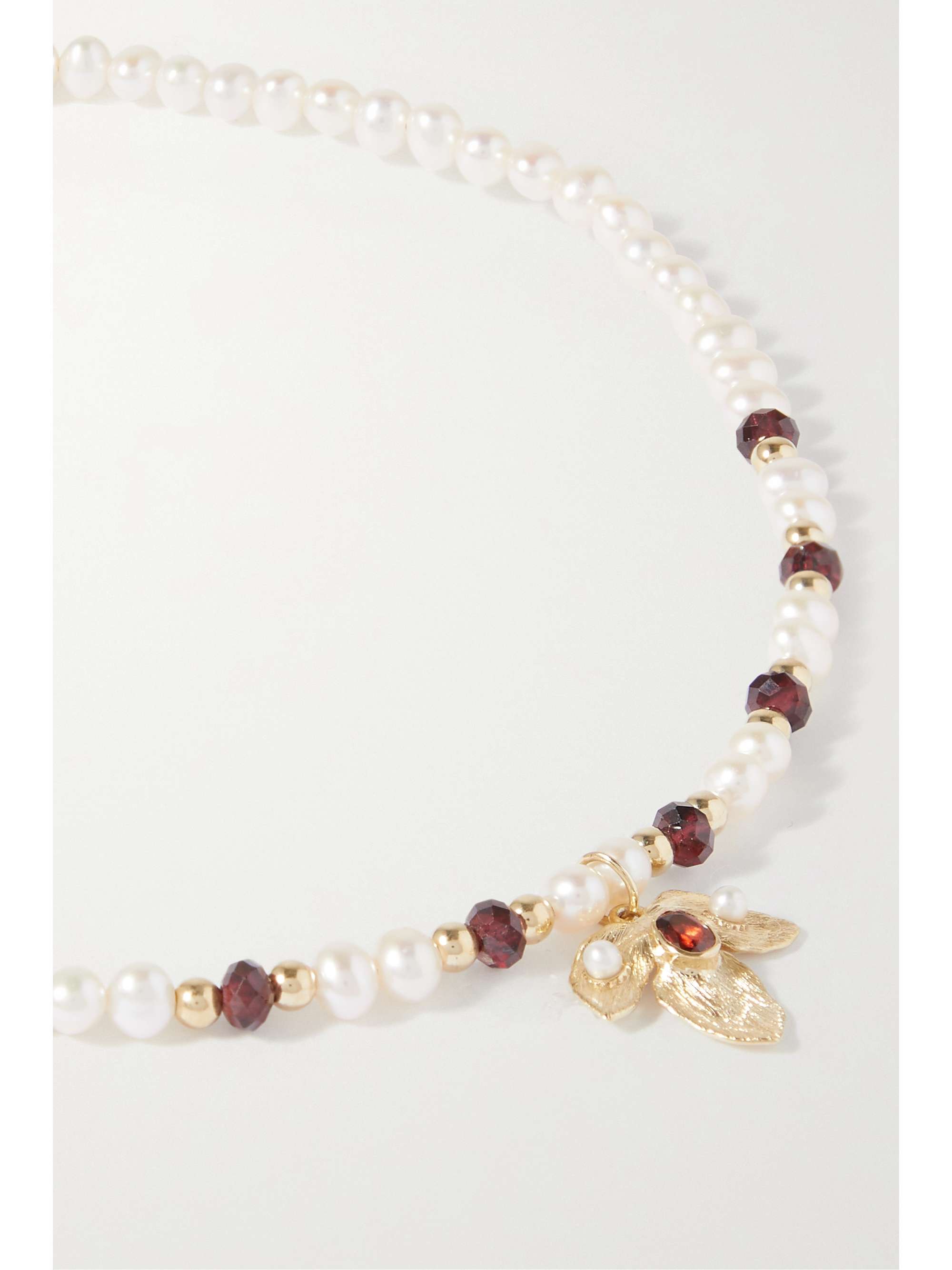 ANISSA KERMICHE Maternity Leaf 9-karat gold, quartz and pearl necklace