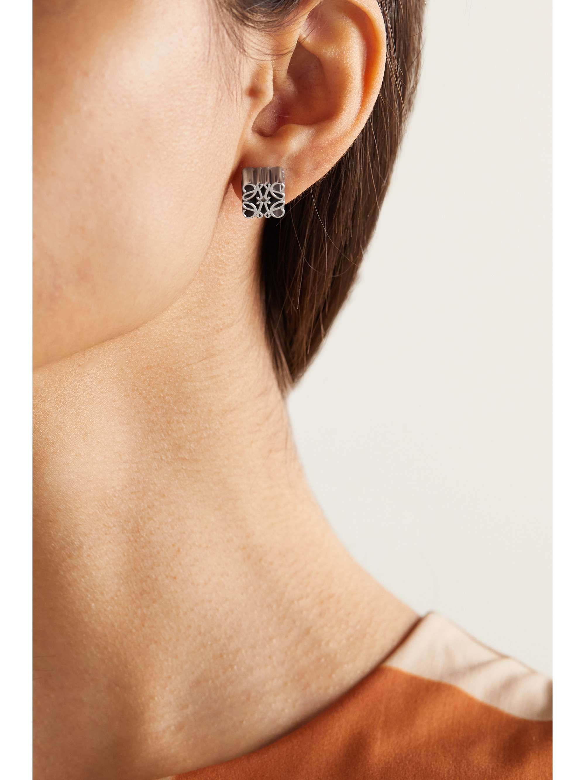 Silver Anagram silver earrings LOEWE NET-A-PORTER