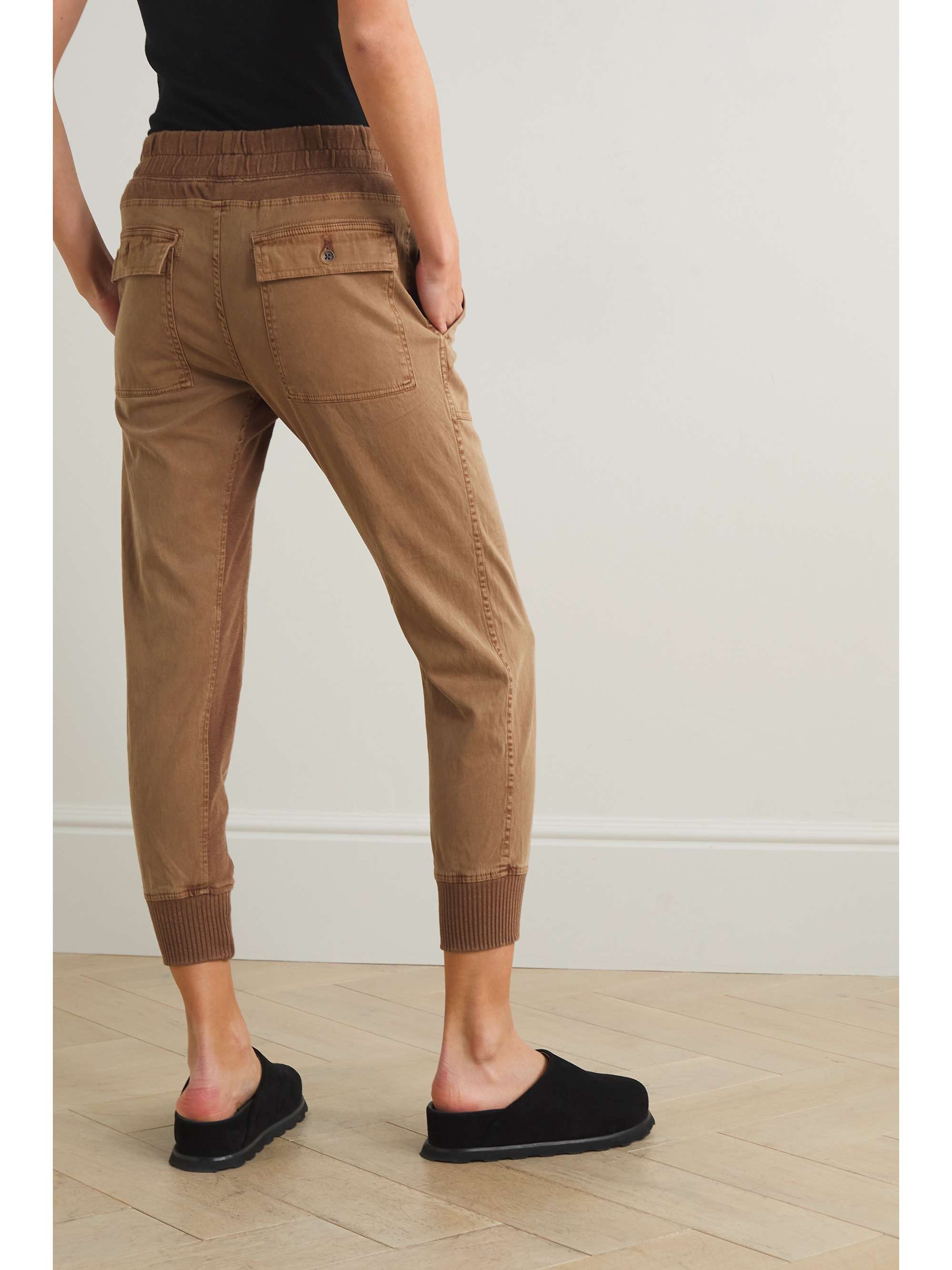 Copper Cropped jerseytrimmed cottongabardine tapered track pants
