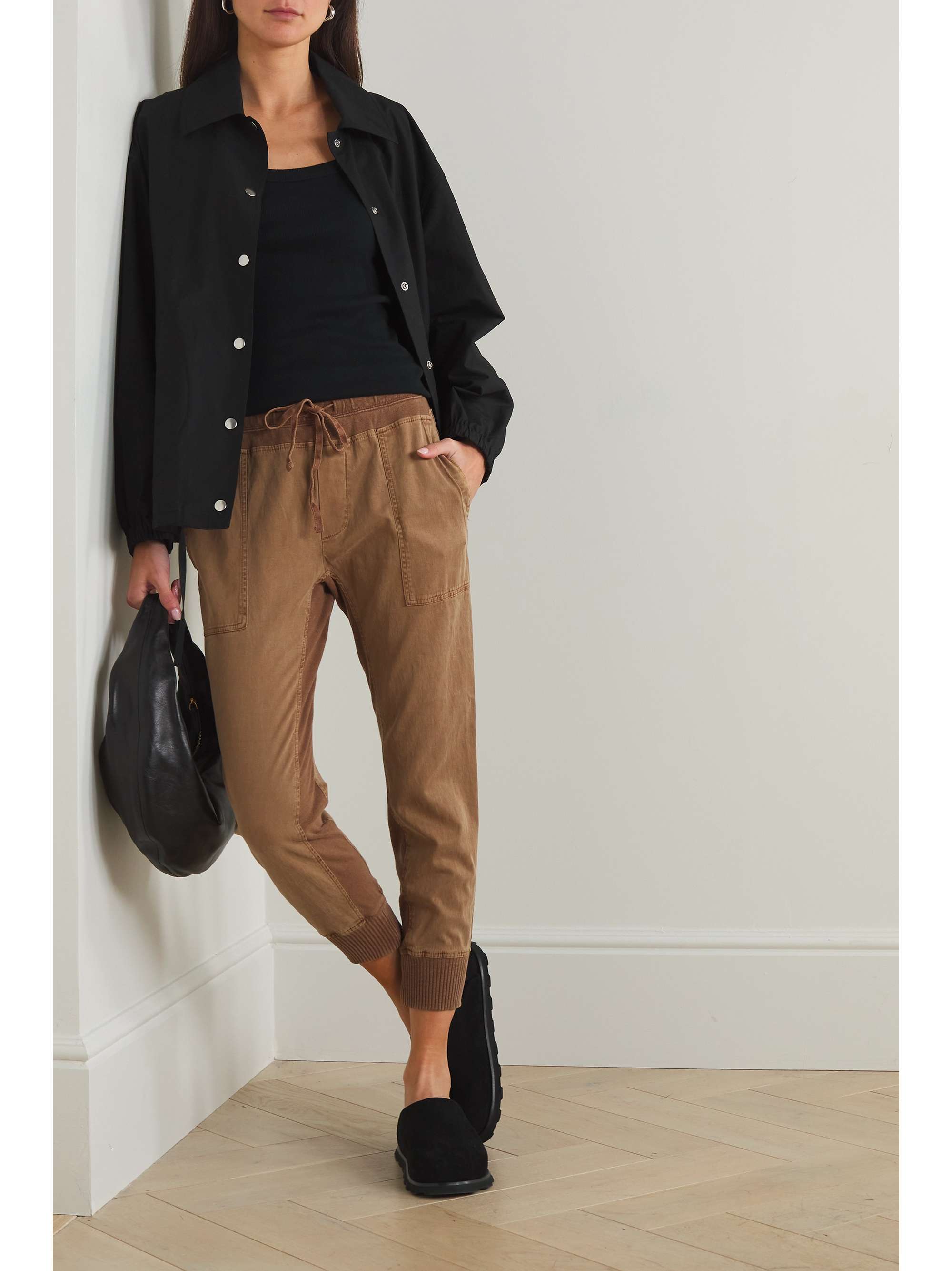 Copper Cropped jerseytrimmed cottongabardine tapered track pants