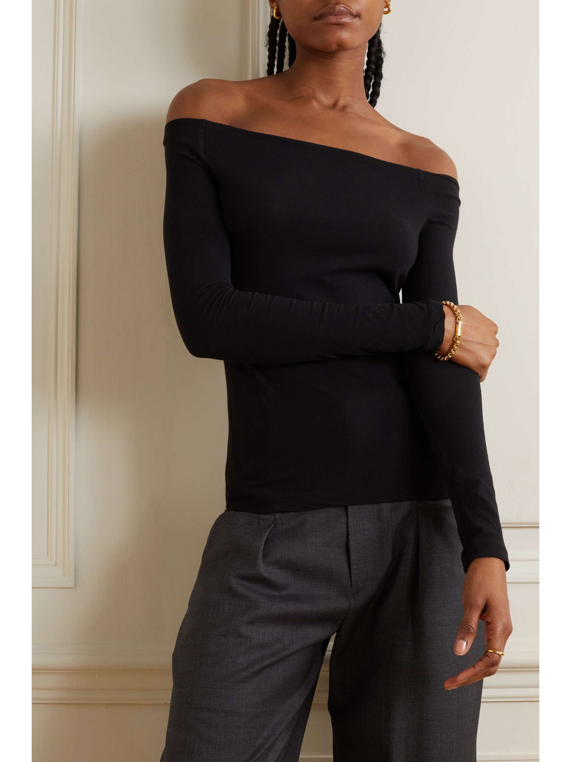 JAMES PERSE Off-the-shoulder stretch-cotton top