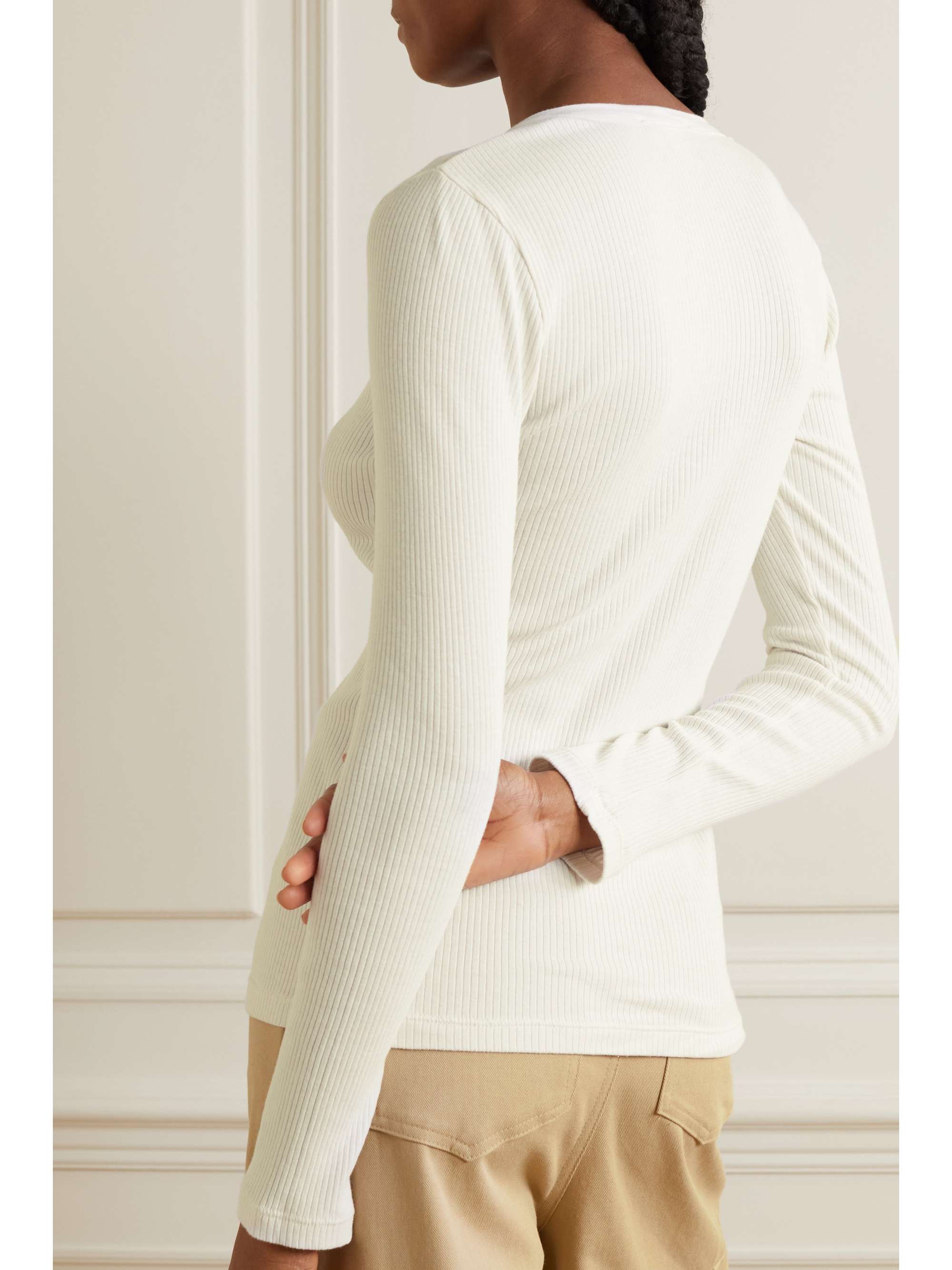 JAMES PERSE Ribbed mélange cotton-blend top