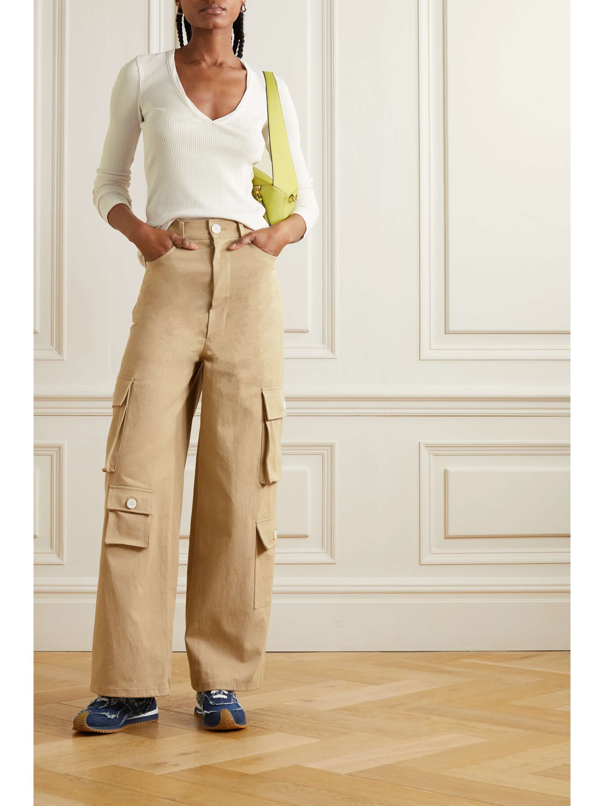 JAMES PERSE Ribbed mélange cotton-blend top
