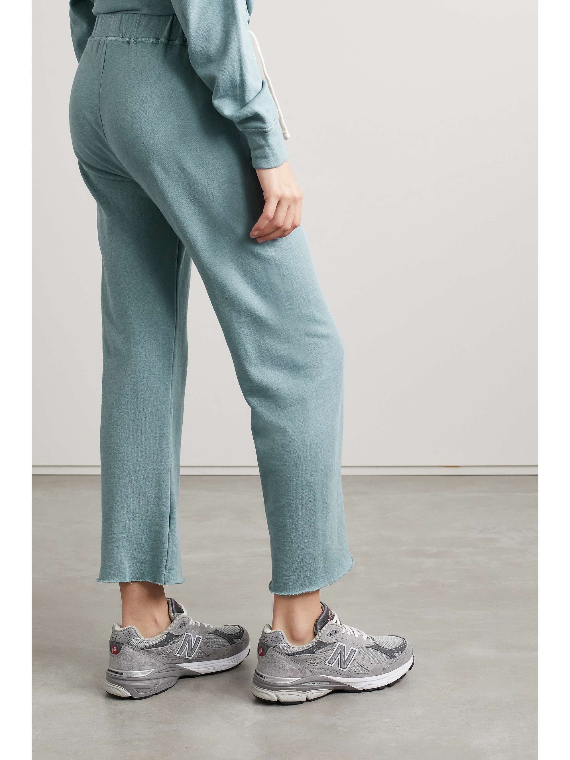 JAMES PERSE Cropped Supima cotton-terry track pants