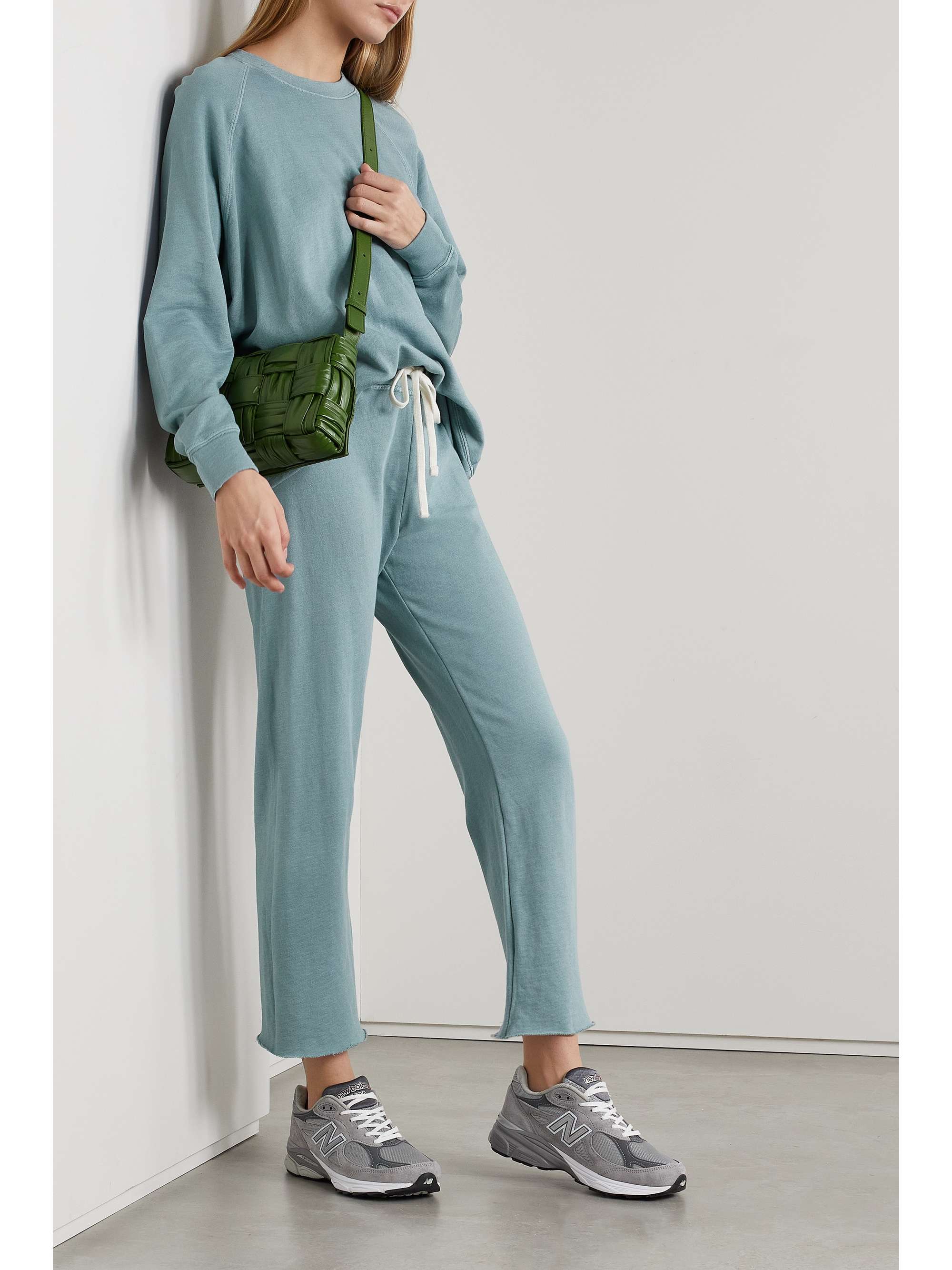 JAMES PERSE Cropped Supima cotton-terry track pants