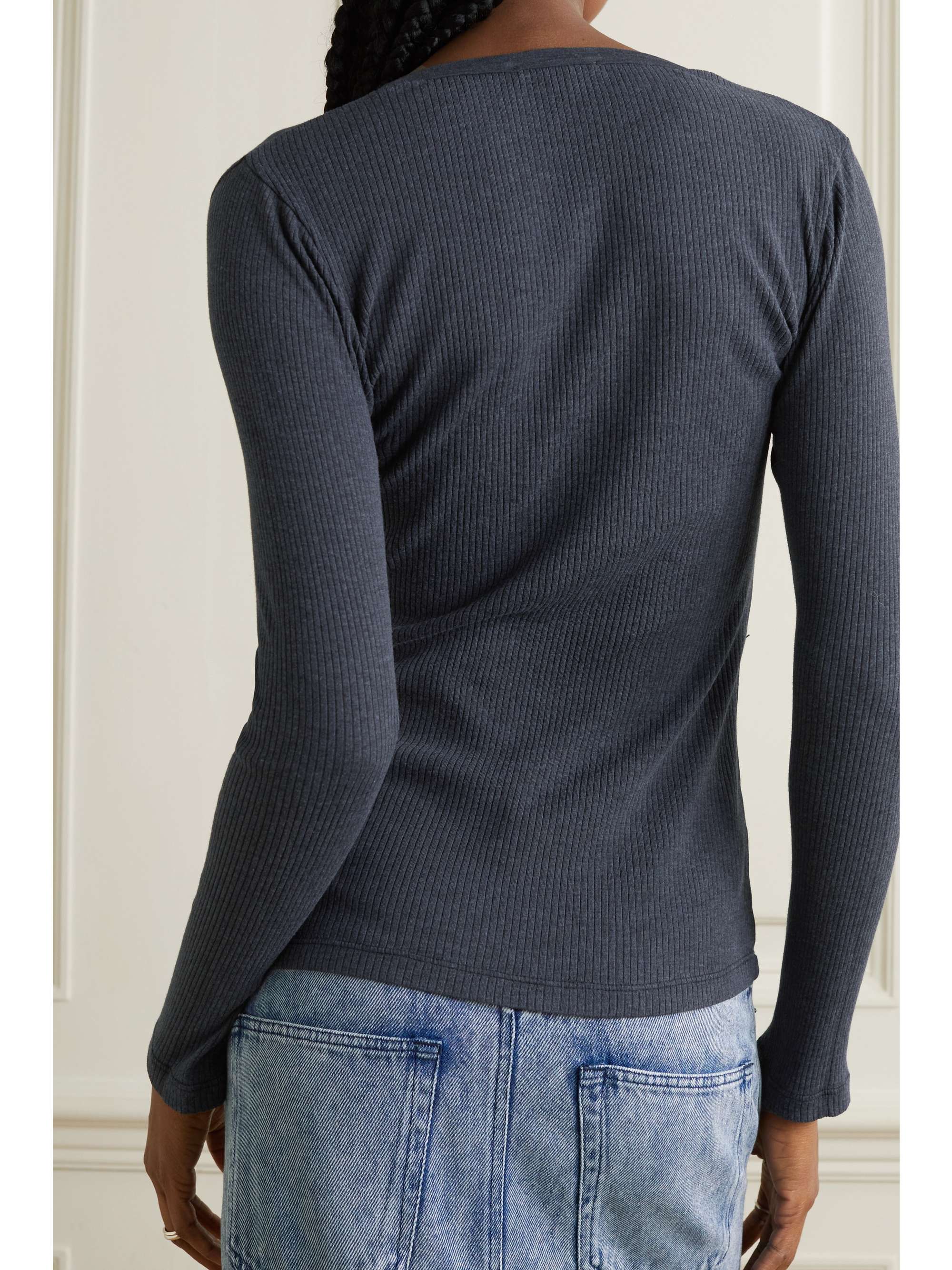 JAMES PERSE Ribbed mélange cotton-blend top