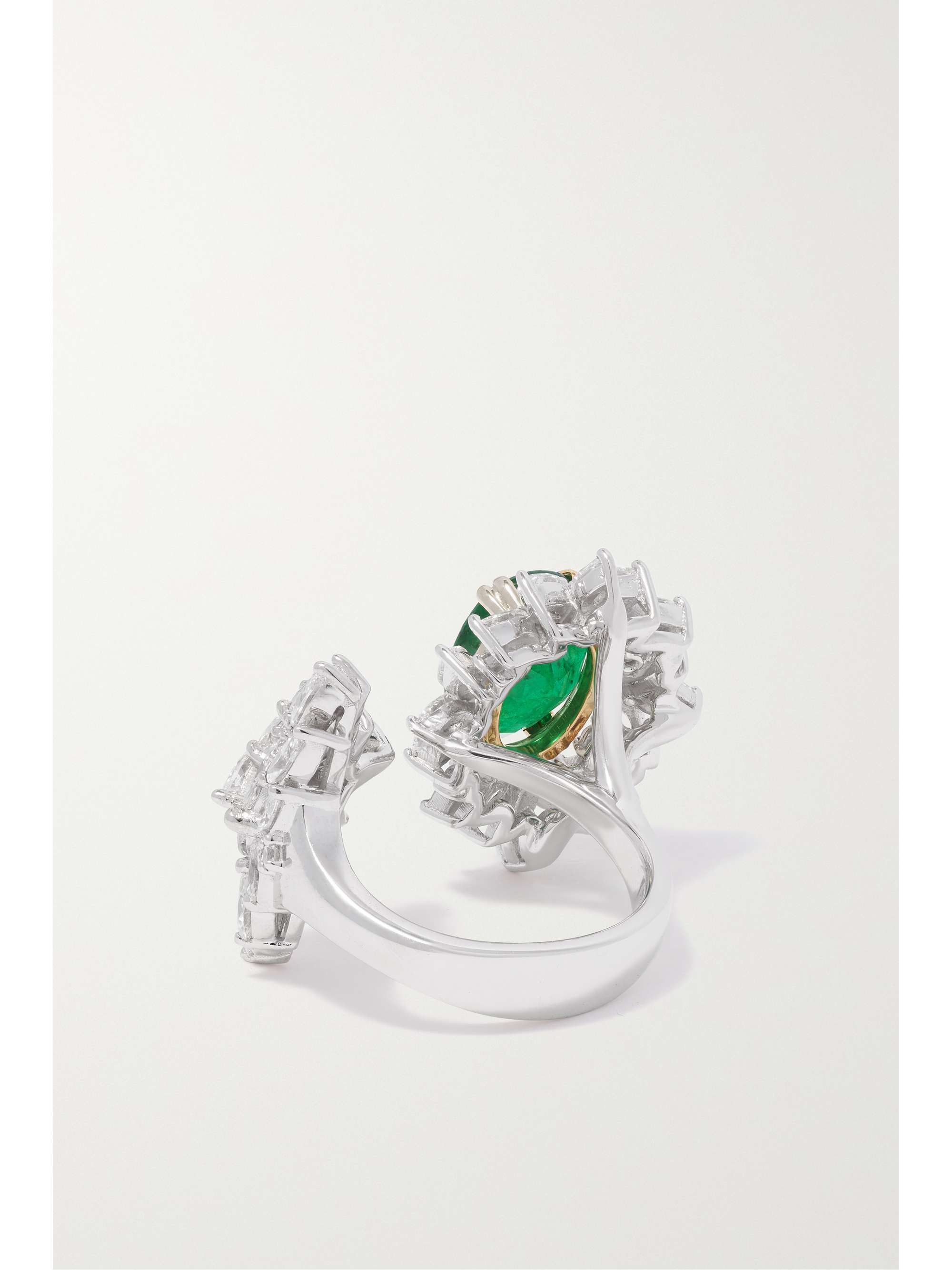 YEPREM 18-karat white and yellow gold, emerald and diamond ring