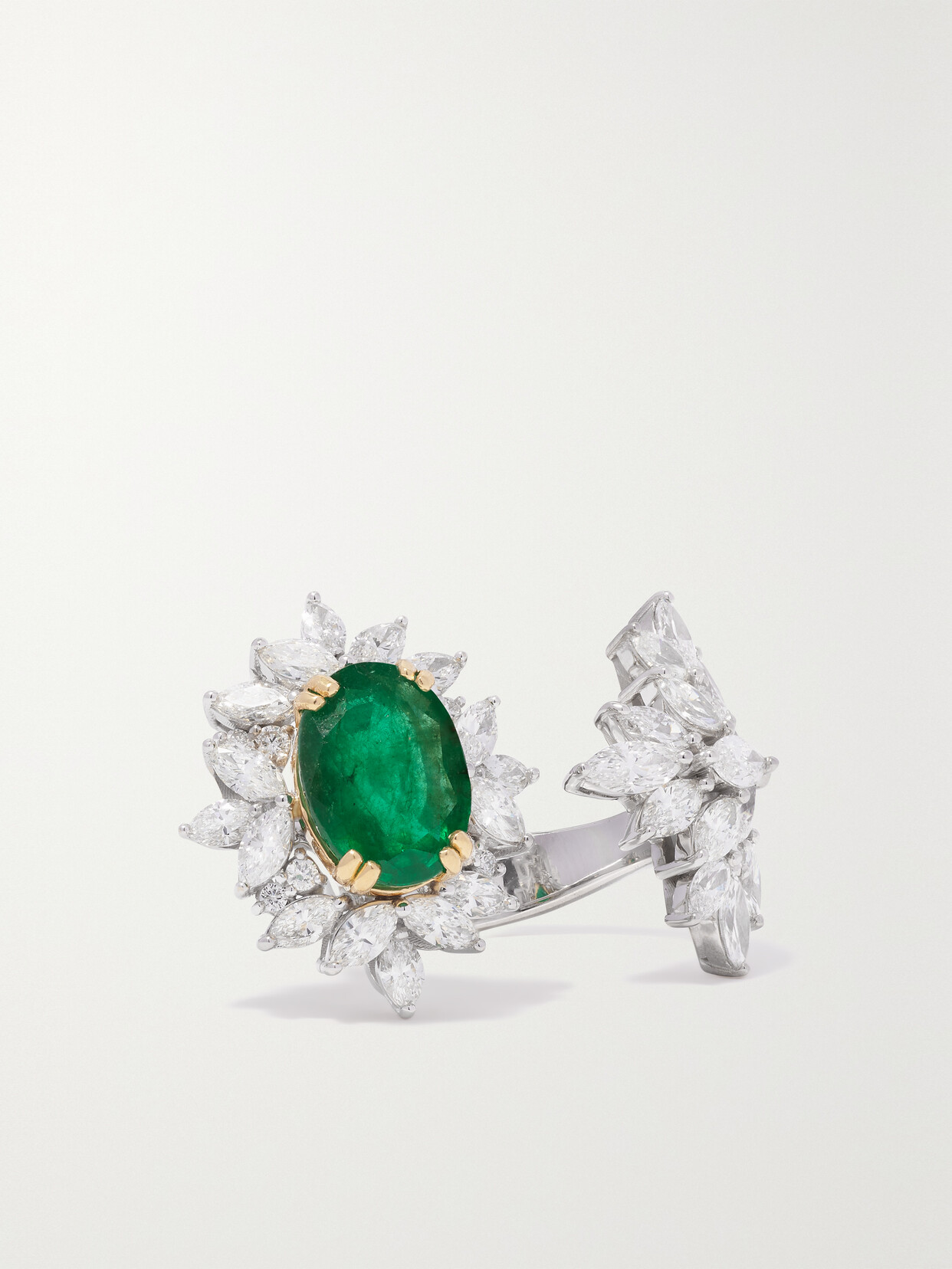 Yeprem 18-karat White And Yellow Gold, Emerald And Diamond Ring In White Gold