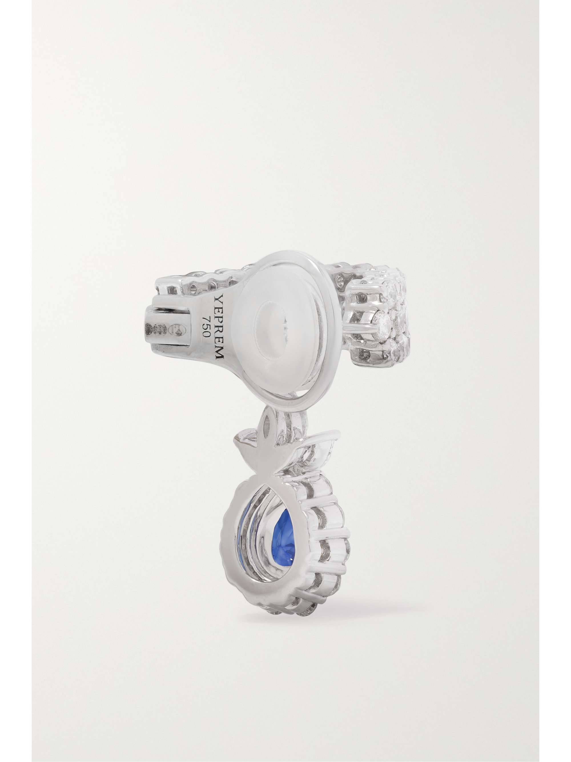 YEPREM 18-karat white gold, sapphire and diamond single clip earring