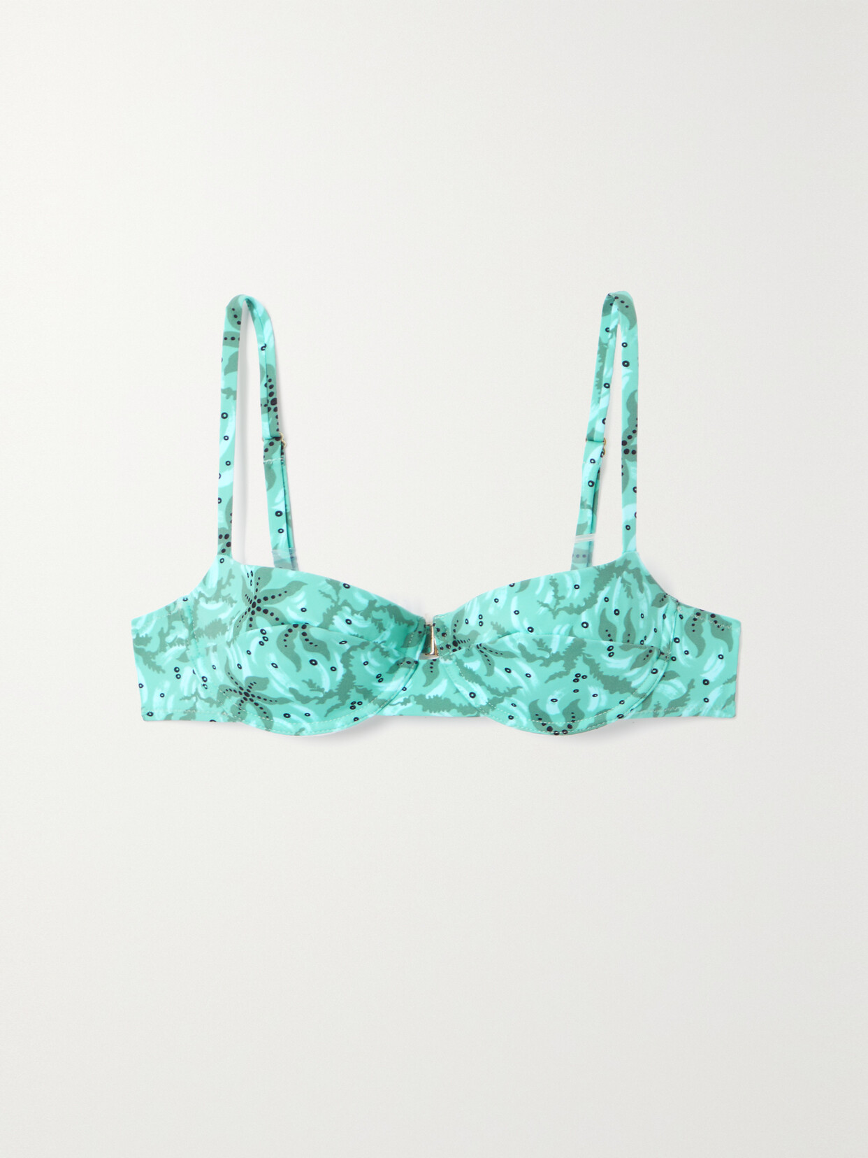 FISCH Mustique Printed Stretch-econyl Underwired Bikini Top - Blue