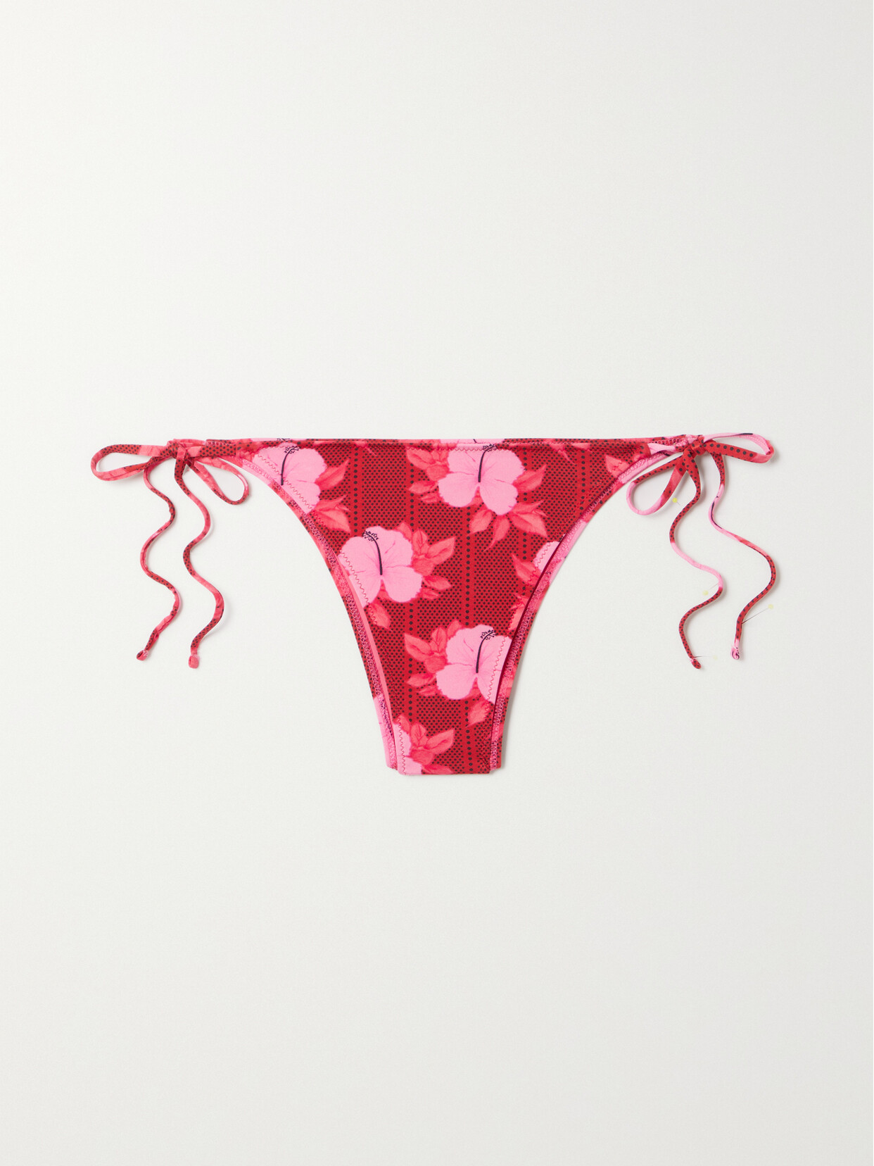 FISCH Chanzy Floral-print Stretch-econyl Bikini Briefs - Pink