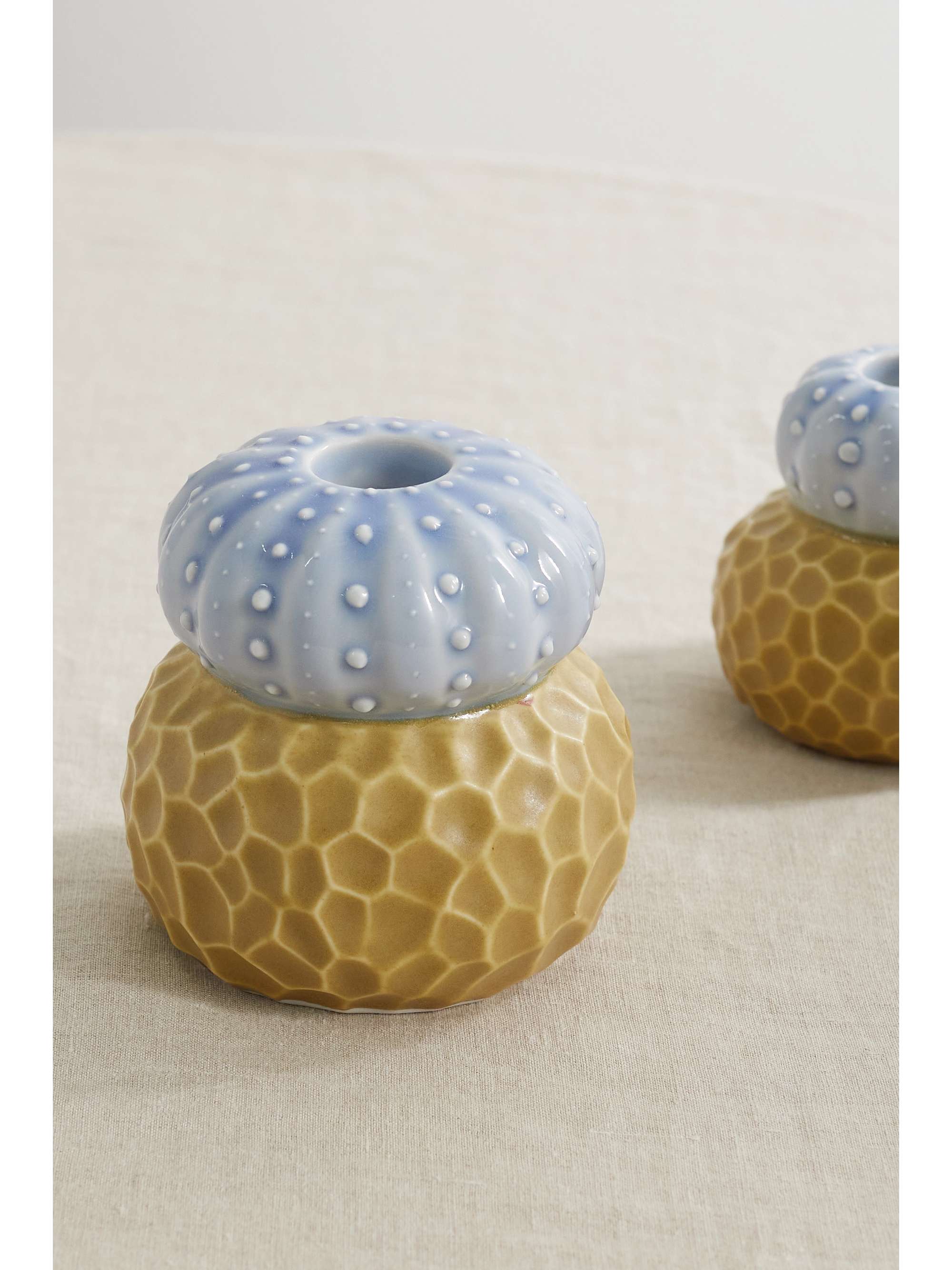 MARLOE MARLOE + NET SUSTAIN set of two glazed ceramic candle holders