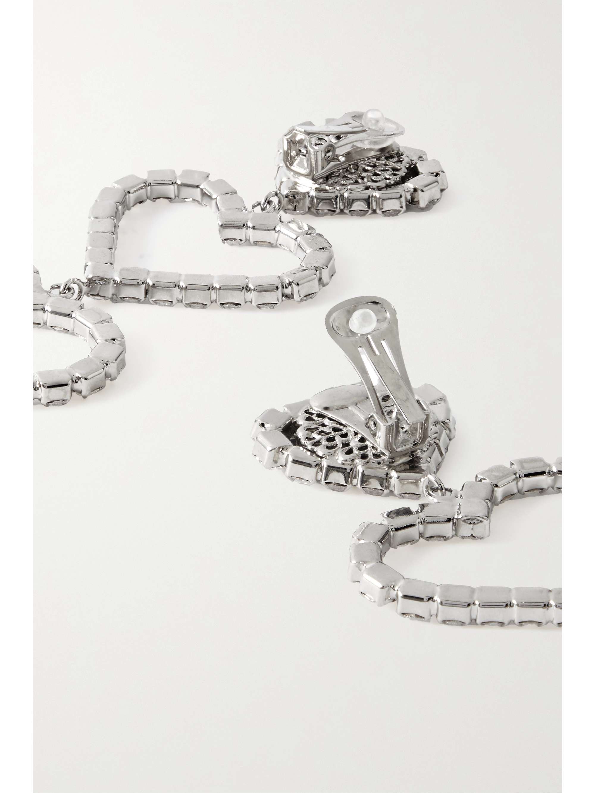 ALESSANDRA RICH Three Hearts silver-tone crystal clip earrings