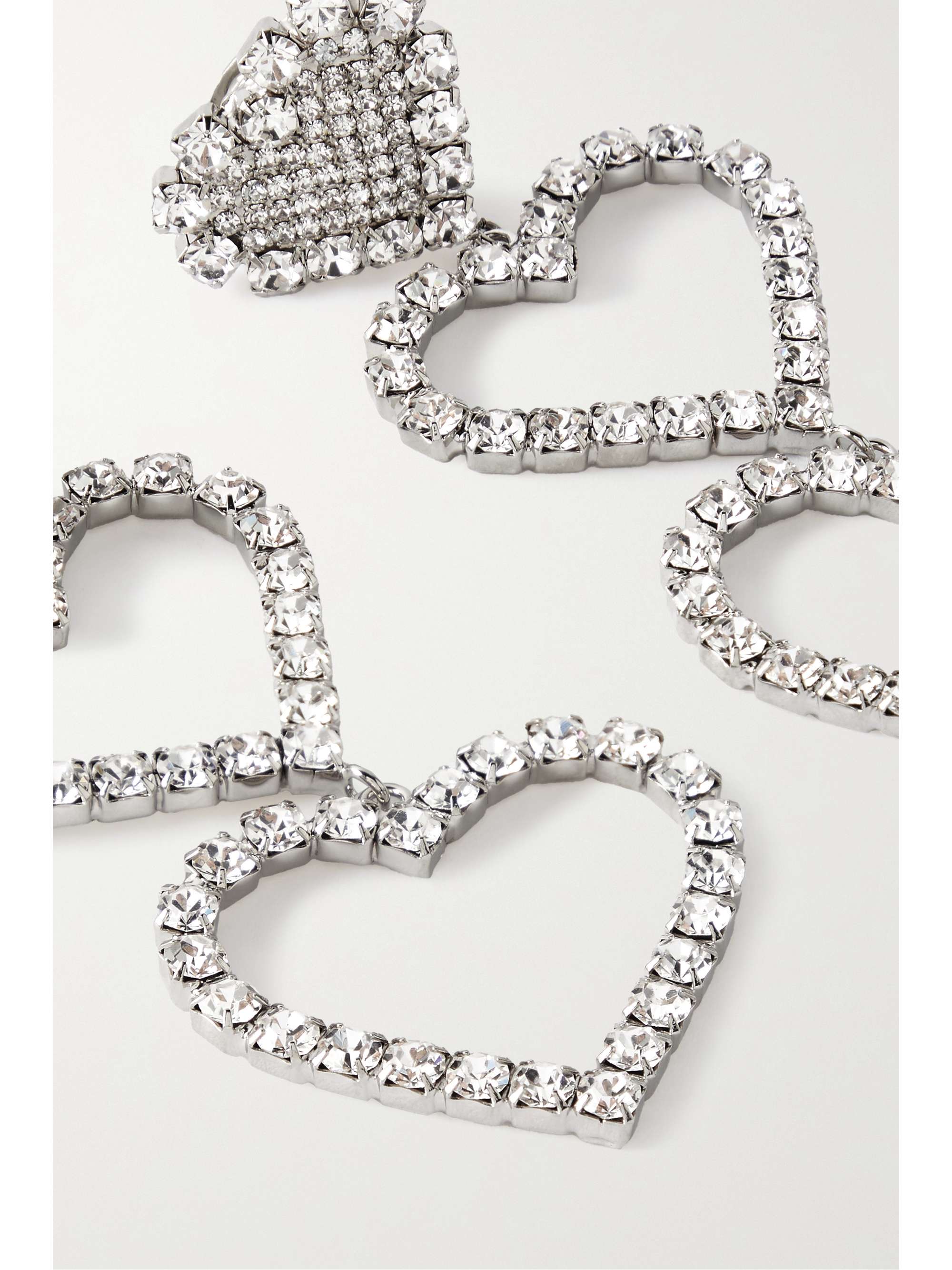 ALESSANDRA RICH Three Hearts silver-tone crystal clip earrings