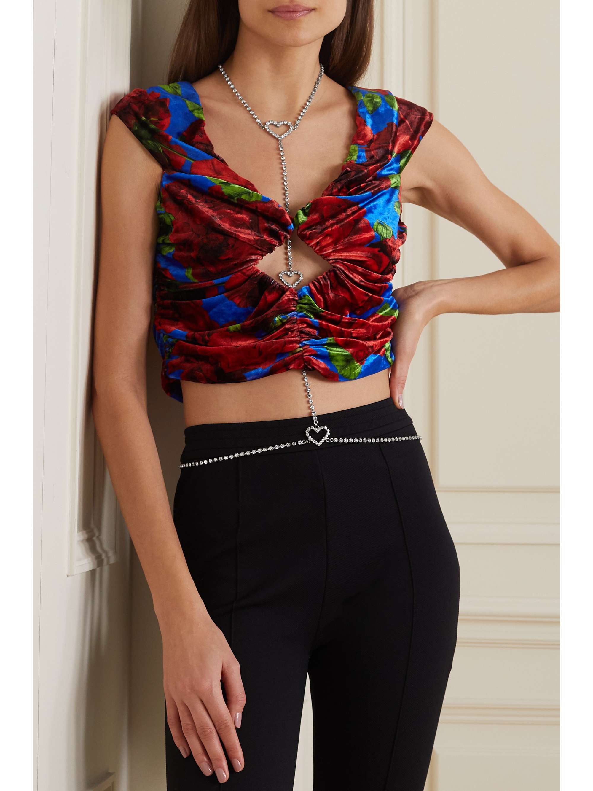 ALESSANDRA RICH Silver-tone crystal body chain