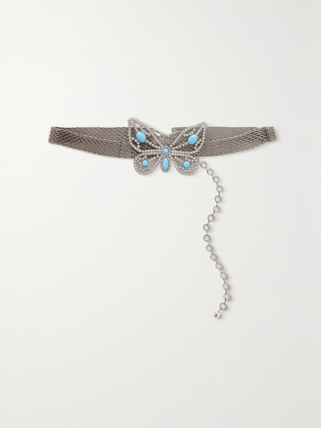 Alessandra Rich - Butterfly Silver-tone Crystal Belt - One size