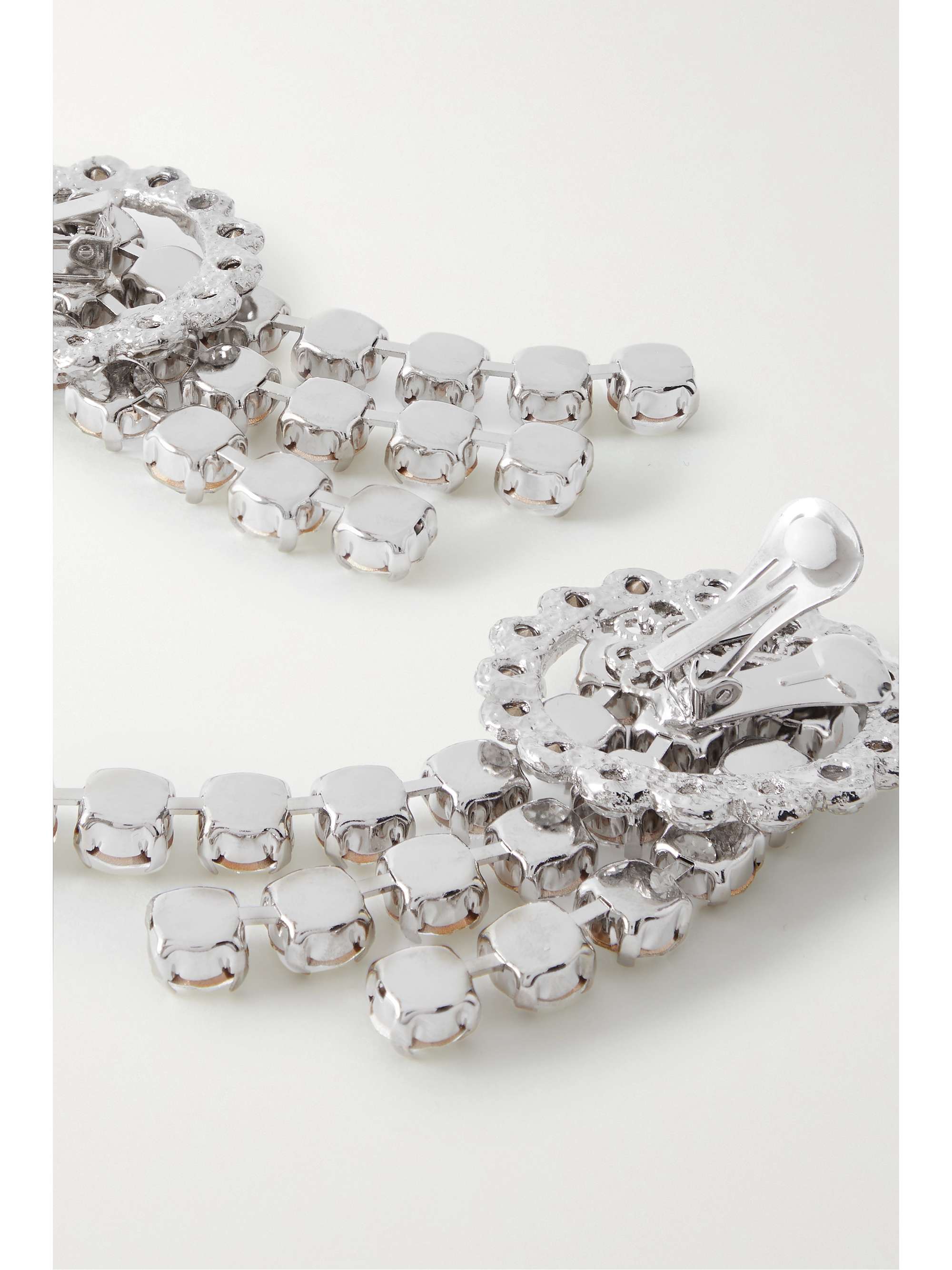 ALESSANDRA RICH Cascade silver-tone crystal clip earrings