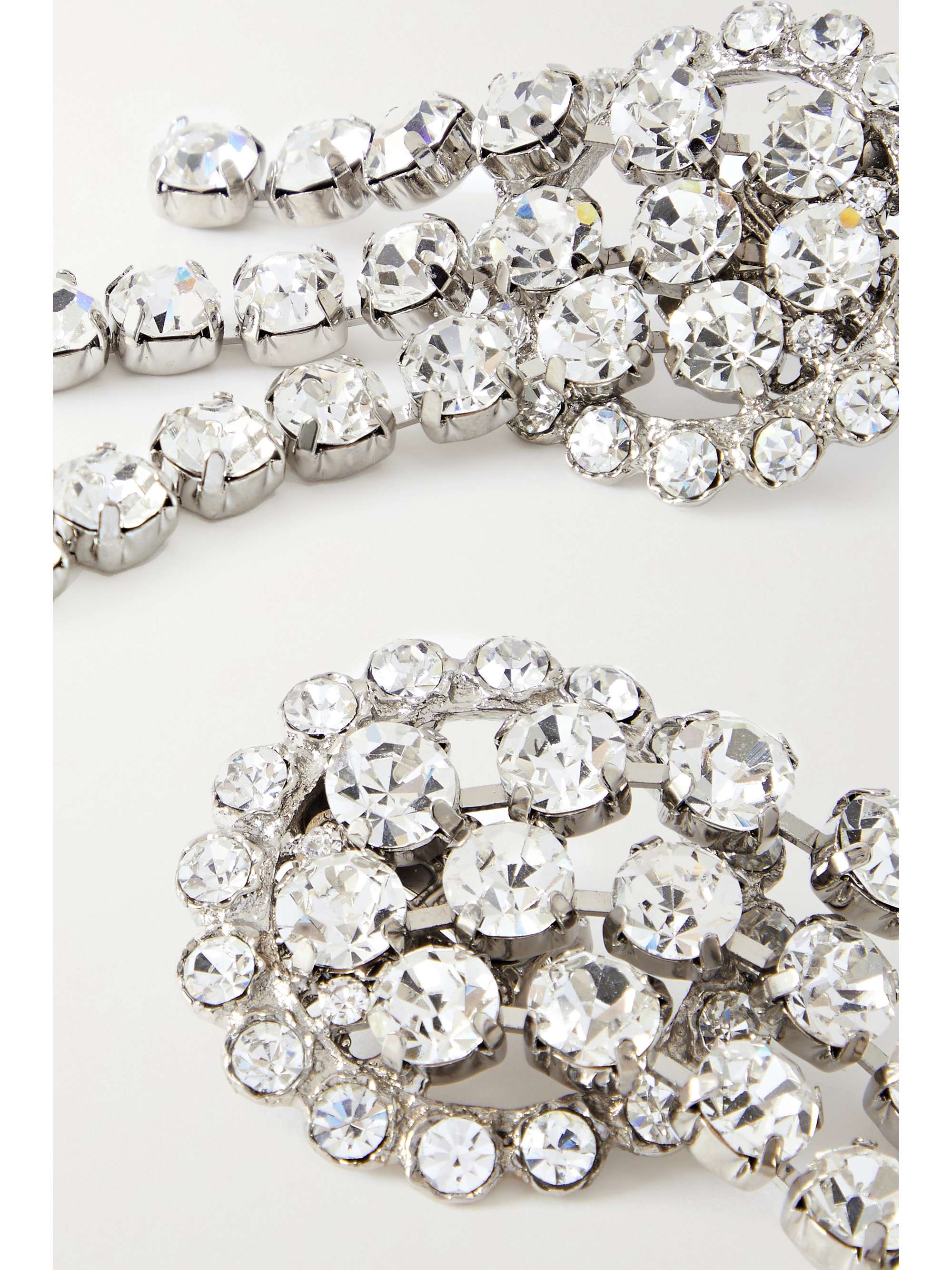 ALESSANDRA RICH Cascade silver-tone crystal clip earrings