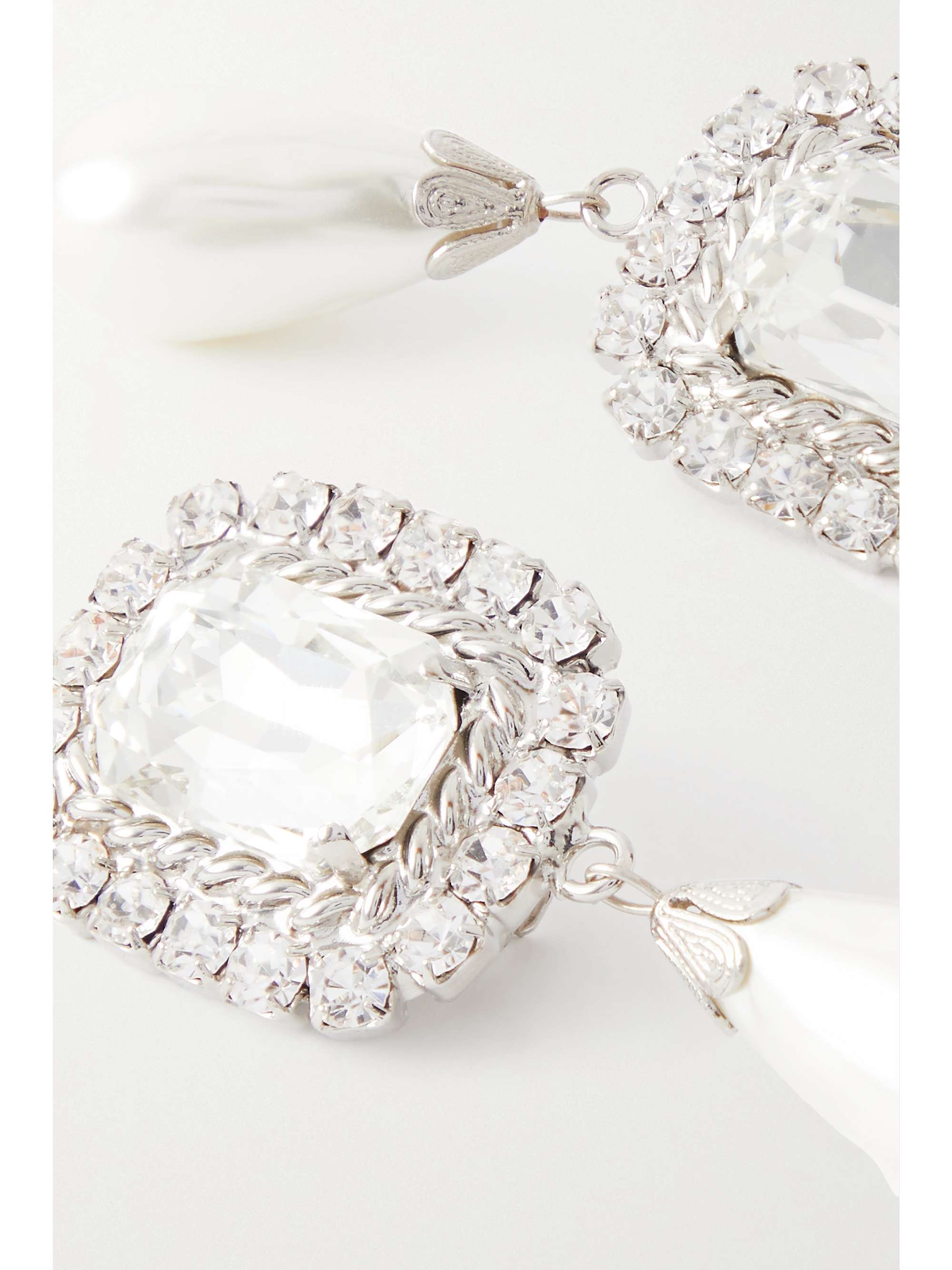 ALESSANDRA RICH Silver-tone crystal and faux pearl clip earrings