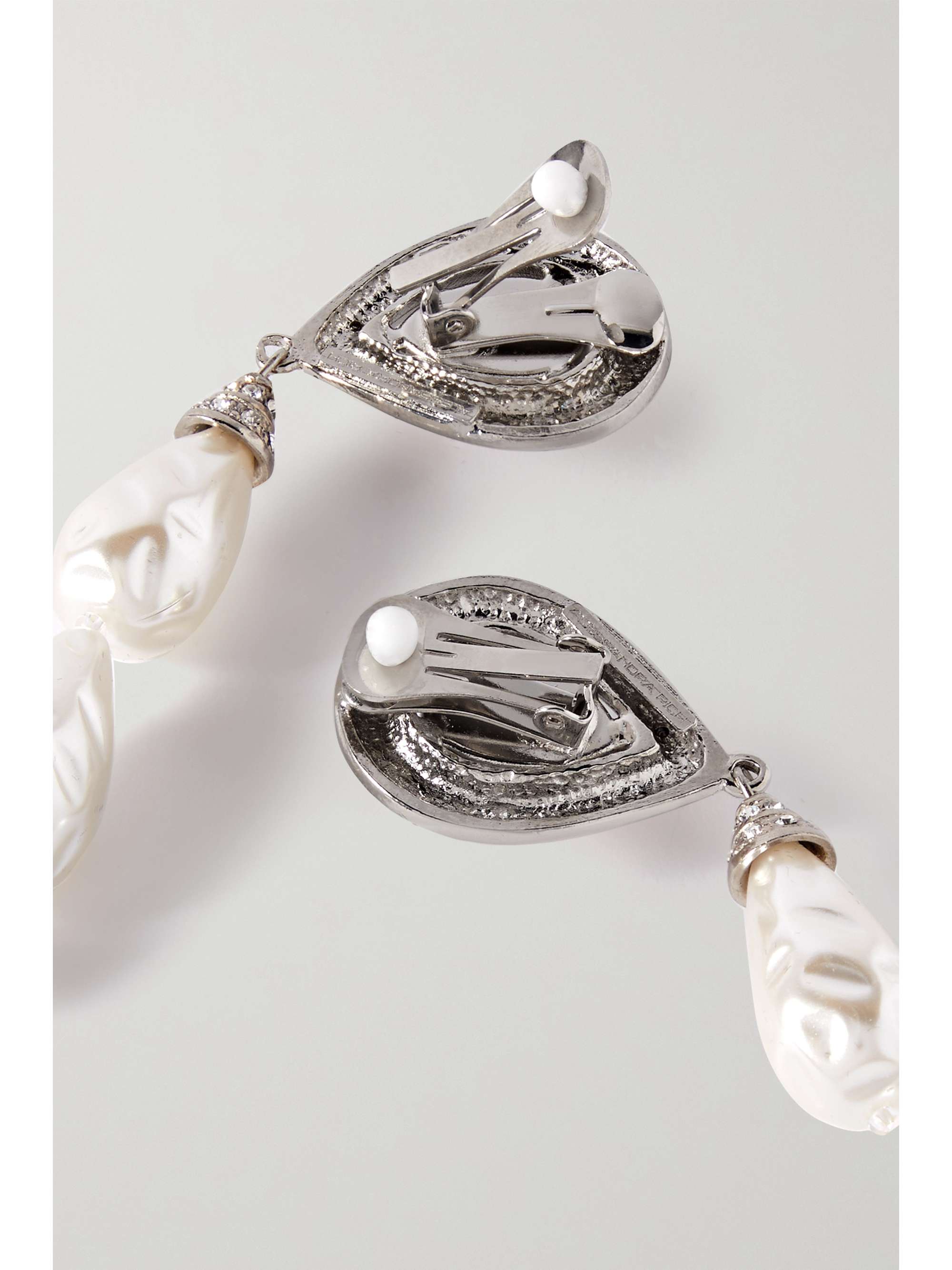 ALESSANDRA RICH Silver-tone, crystal and faux pearl clip earrings