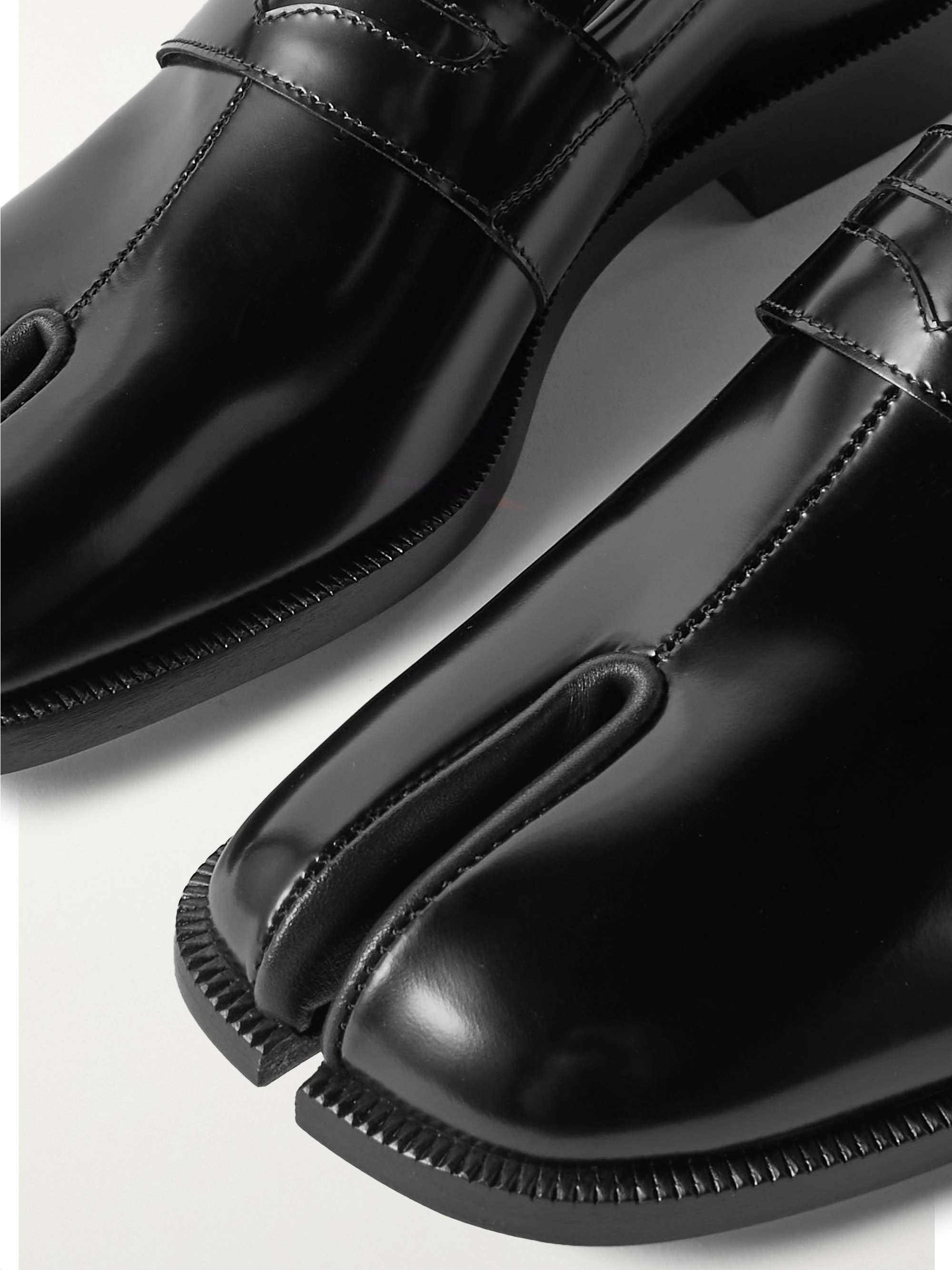 Black Tabi split-toe glossed-leather 