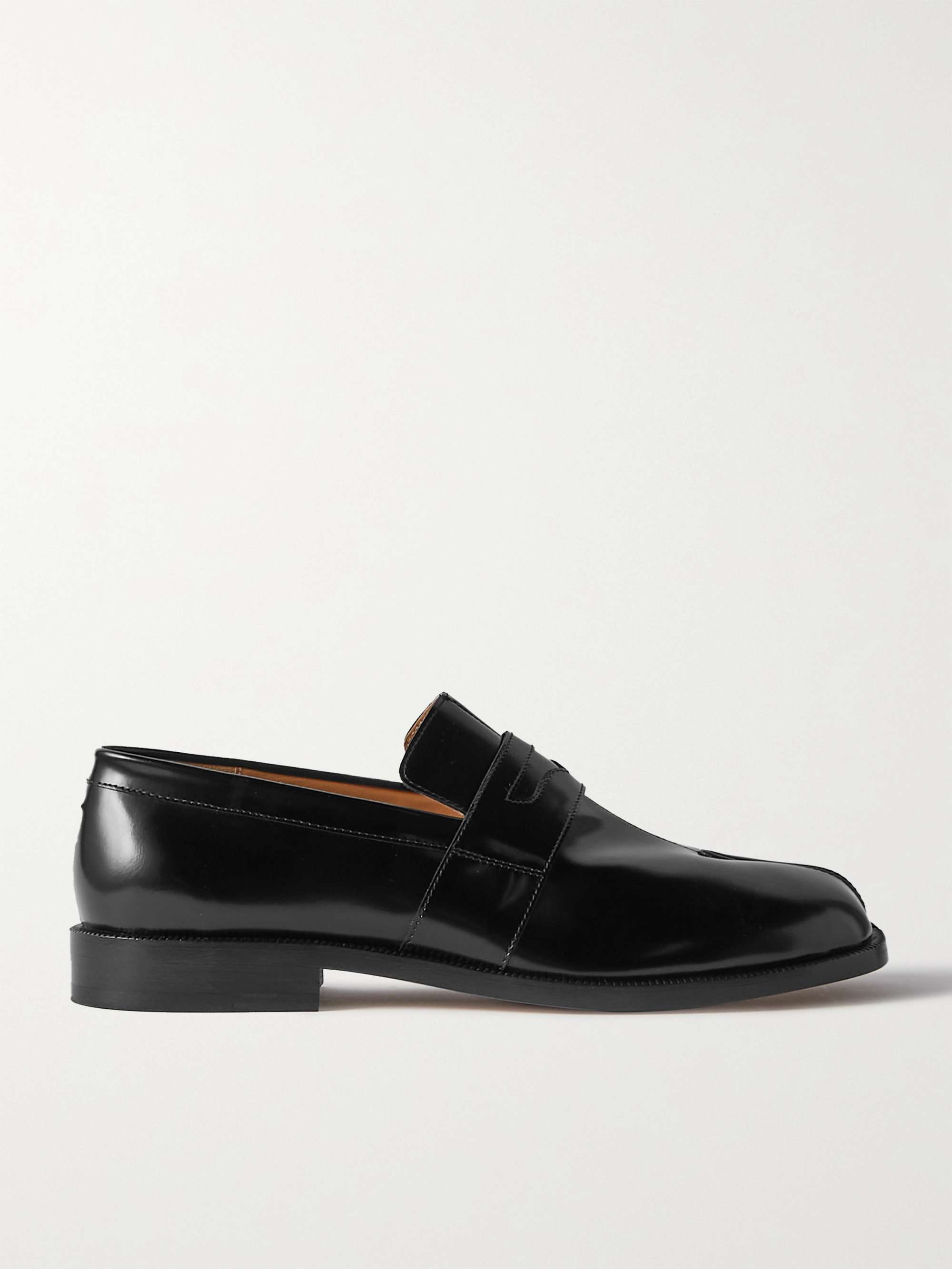 Black Tabi split-toe glossed-leather 