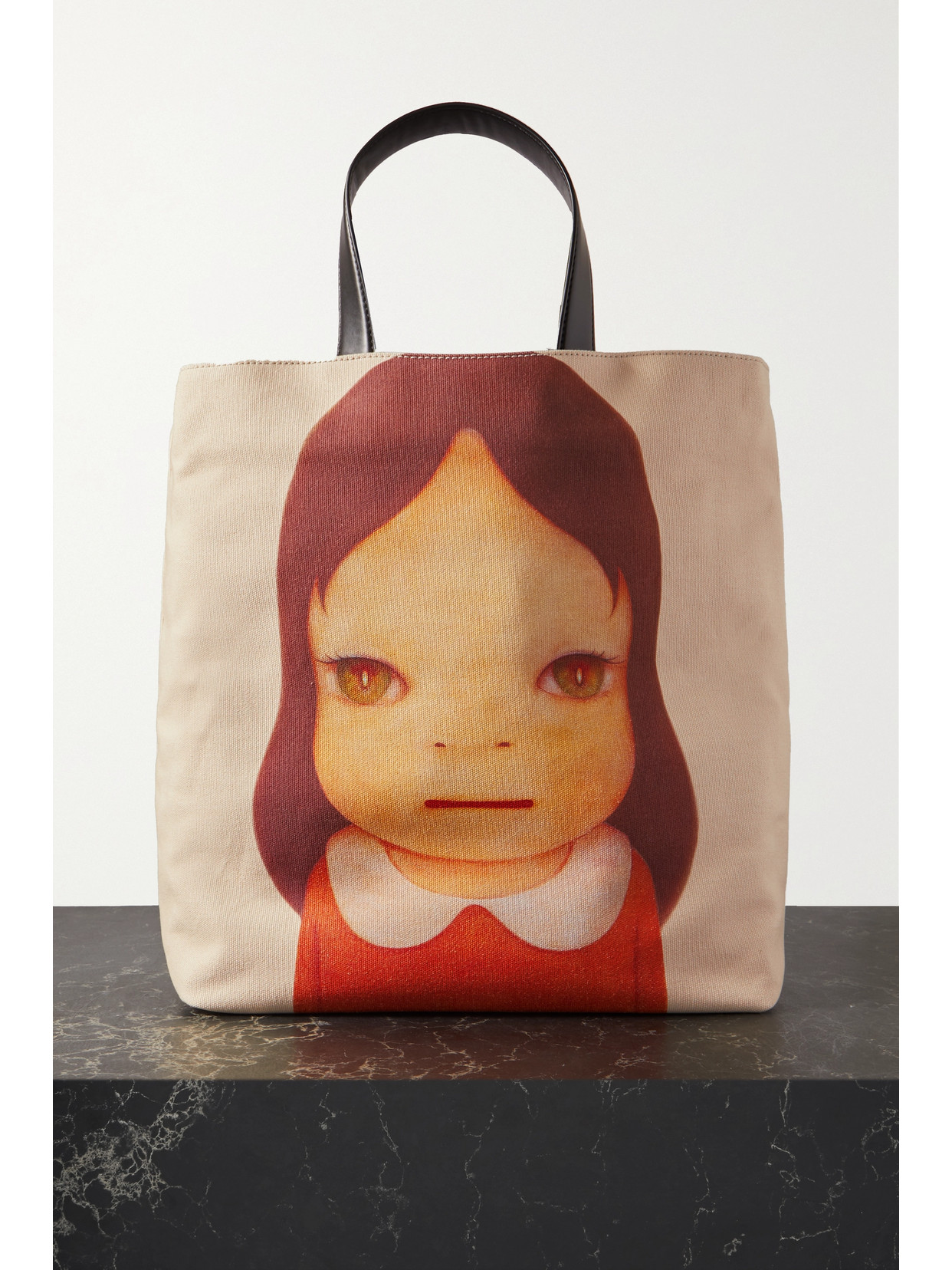 Stella Mccartney + Yoshitomo Nara Twins I Vegetarian Leather-trimmed Printed Canvas Tote In Oat