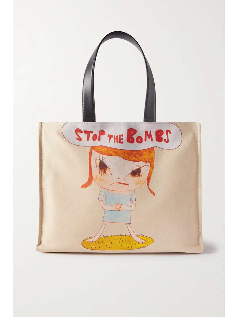 Stella McCartney Faux Leather-trimmed Printed Cotton-canvas Tote