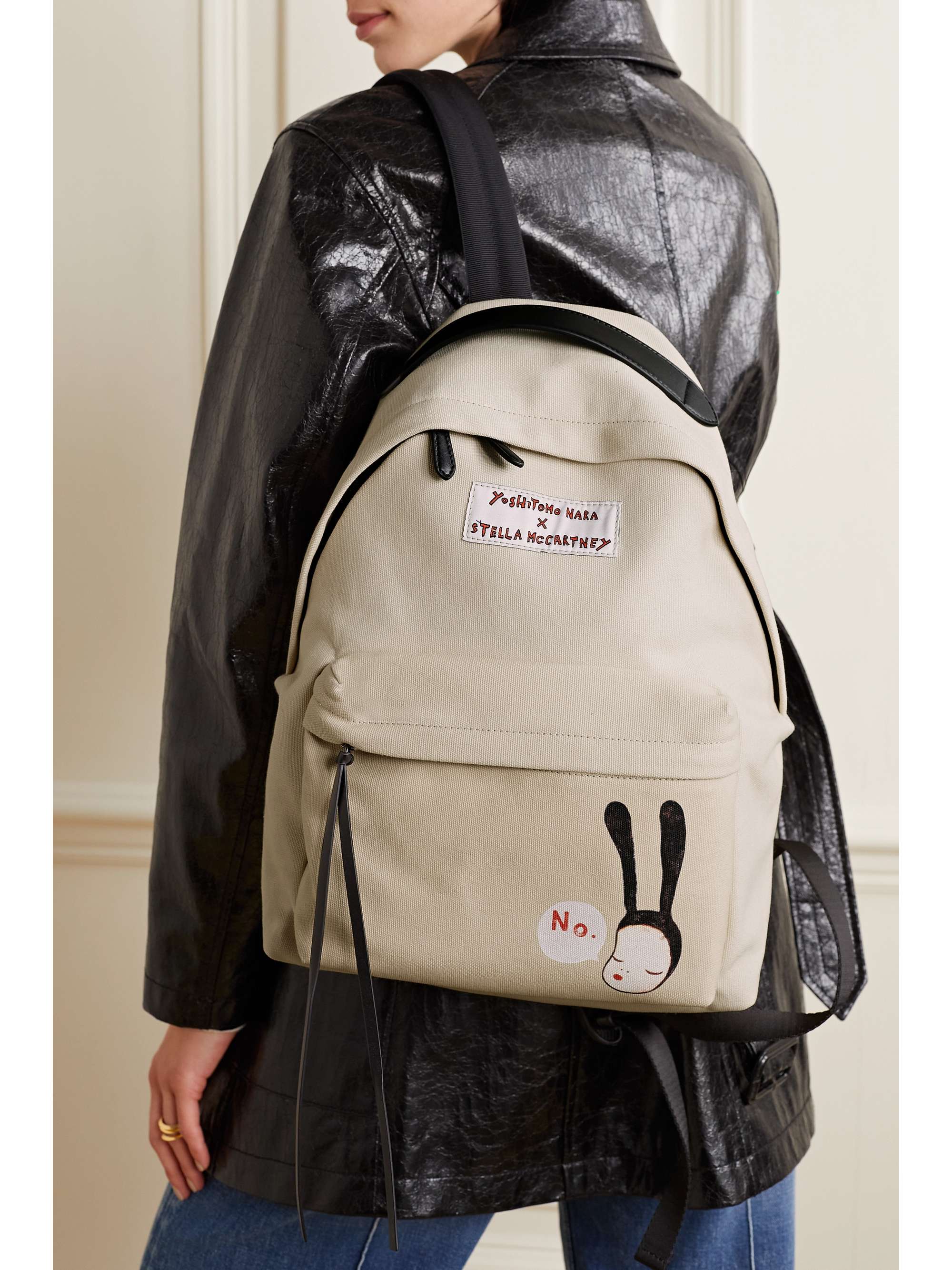 STELLA MCCARTNEY + Yoshitomo Nara leather-trimmed printed canvas backpack