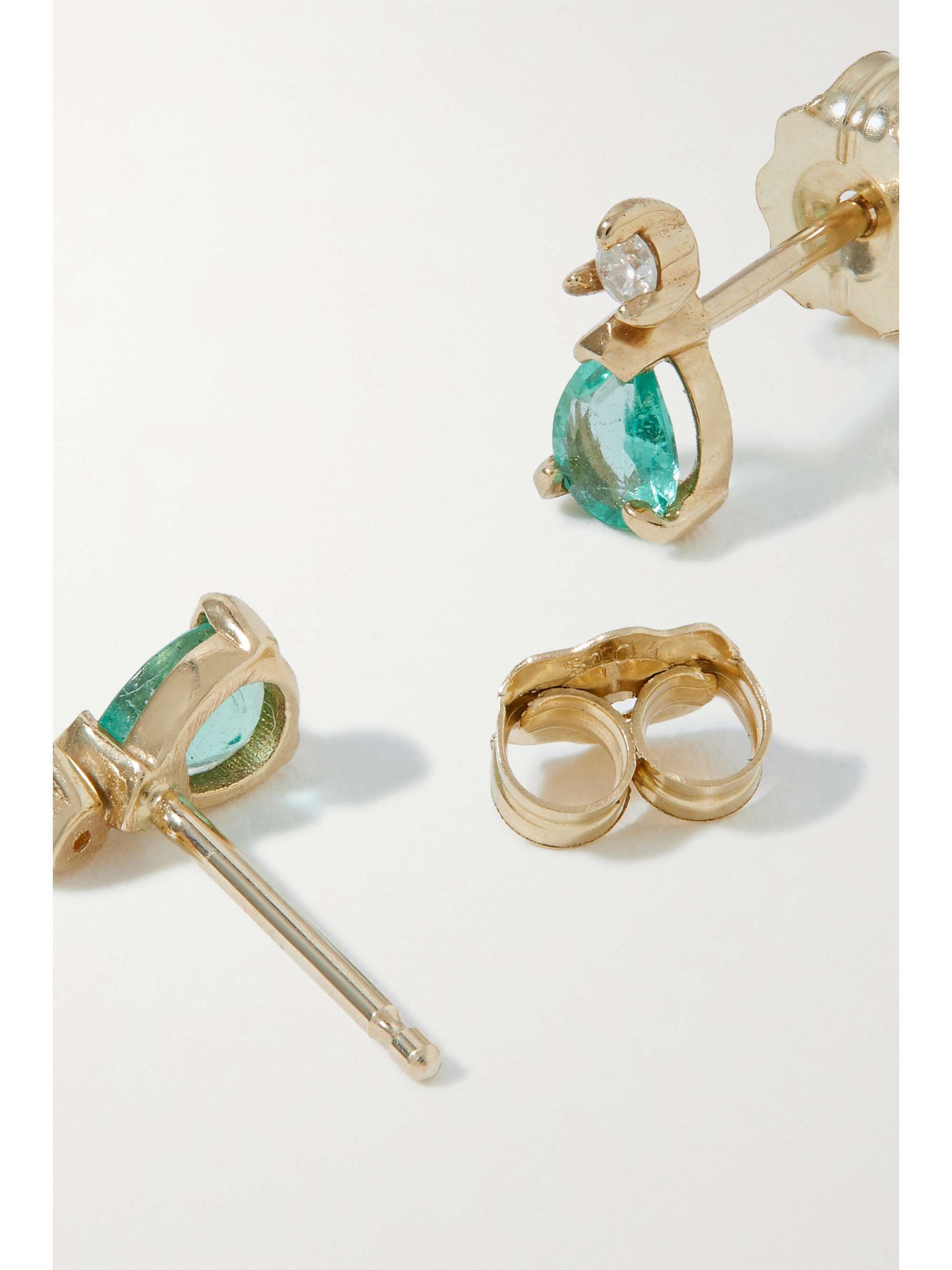 STONE AND STRAND Boucles d'oreilles en or 10 carats (416/1000), émeraudes et diamants Green Goddess