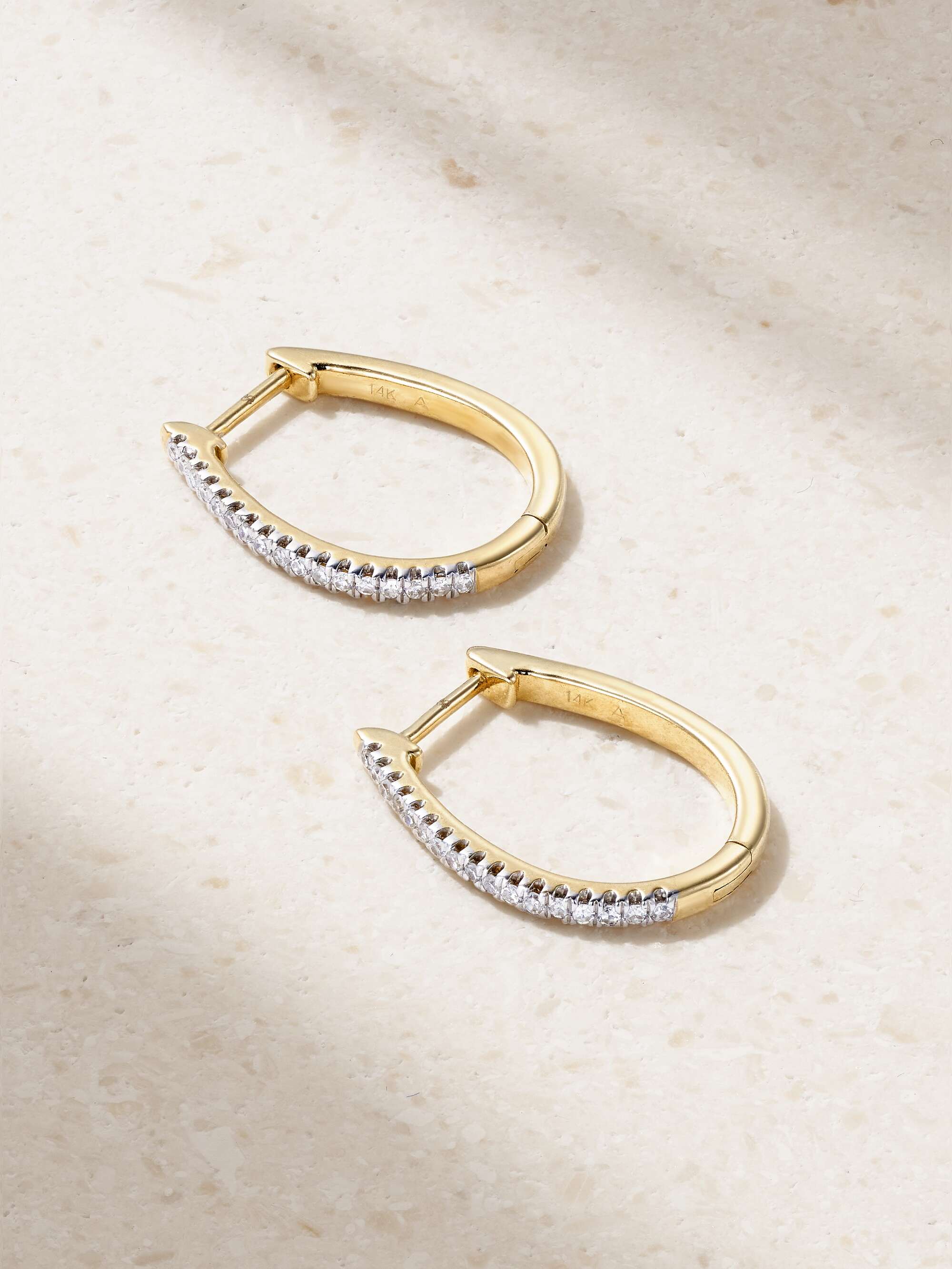 14K Gold Diamond Hoop Earrings