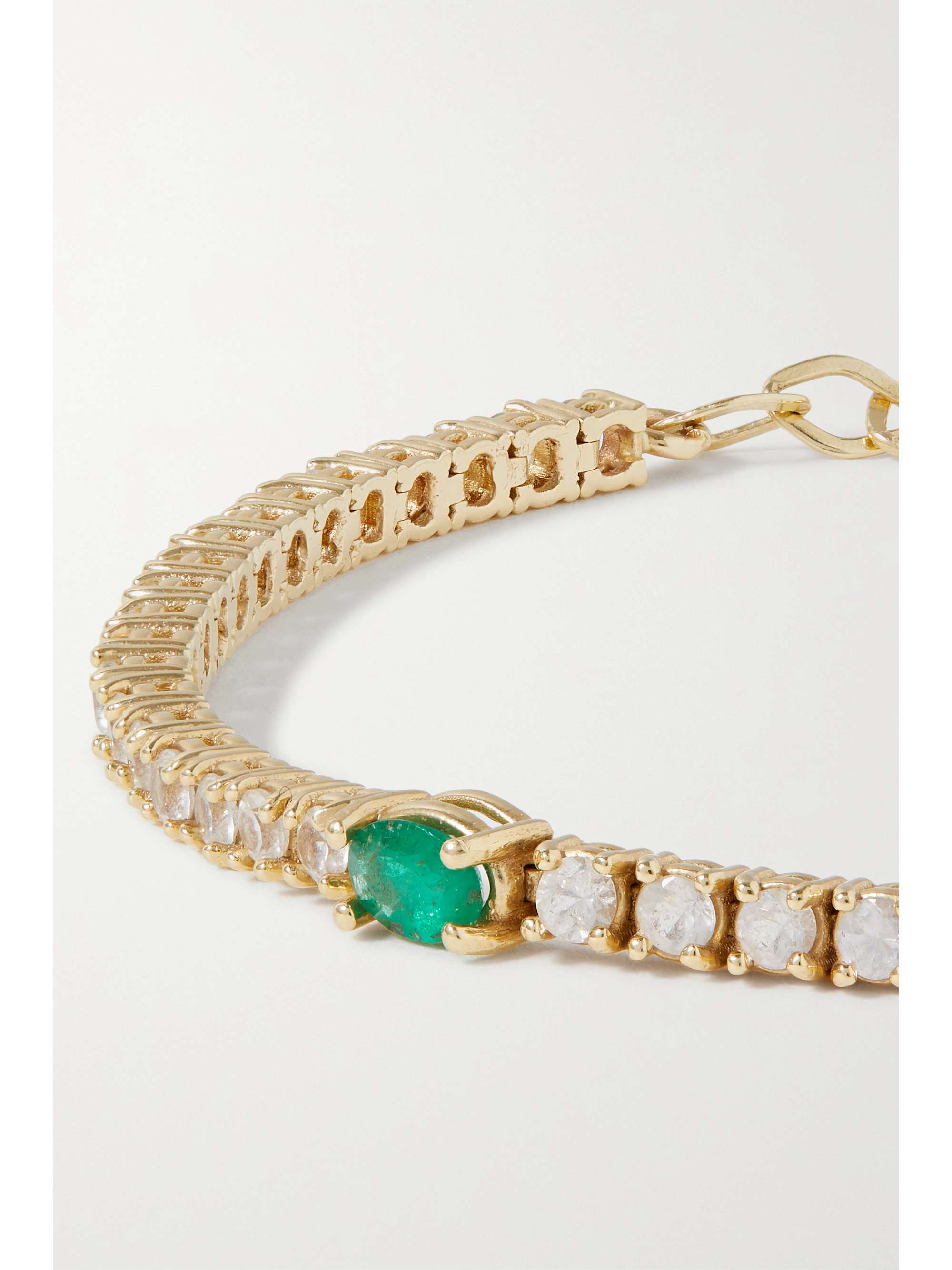 STONE AND STRAND Green Goddess 14-karat gold, emerald and sapphire tennis bracelet