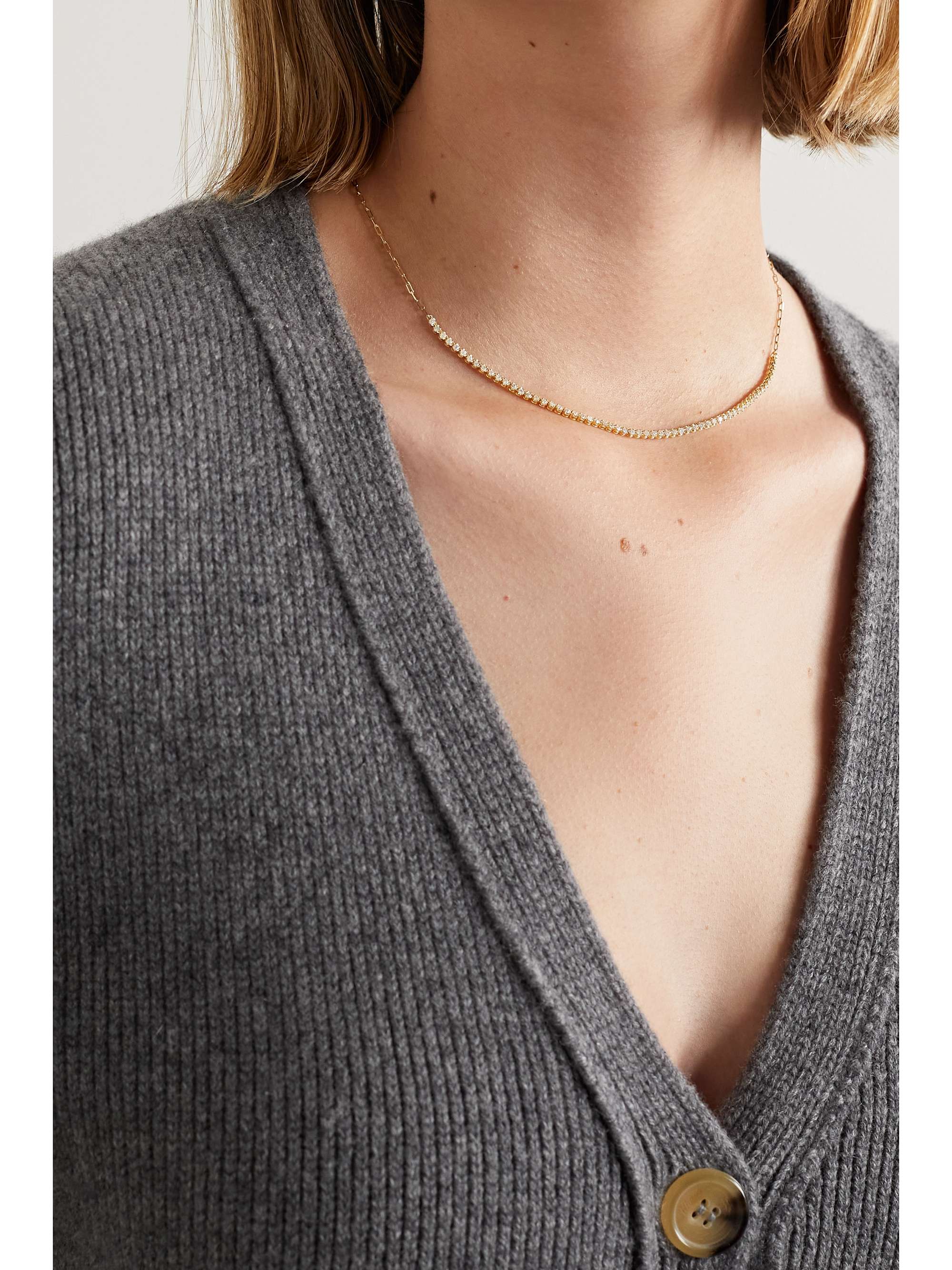 STONE AND STRAND Drop Shot 10karat gold diamond necklace NETAPORTER