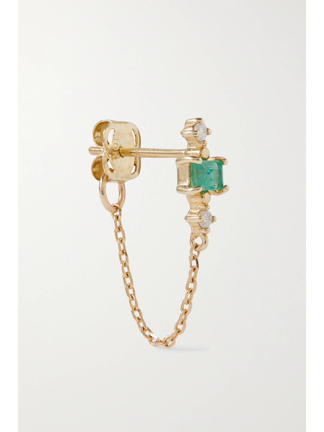 STONE AND STRAND - Green Goddess 10-karat Gold, Emerald And Diamond Single Earring - One size