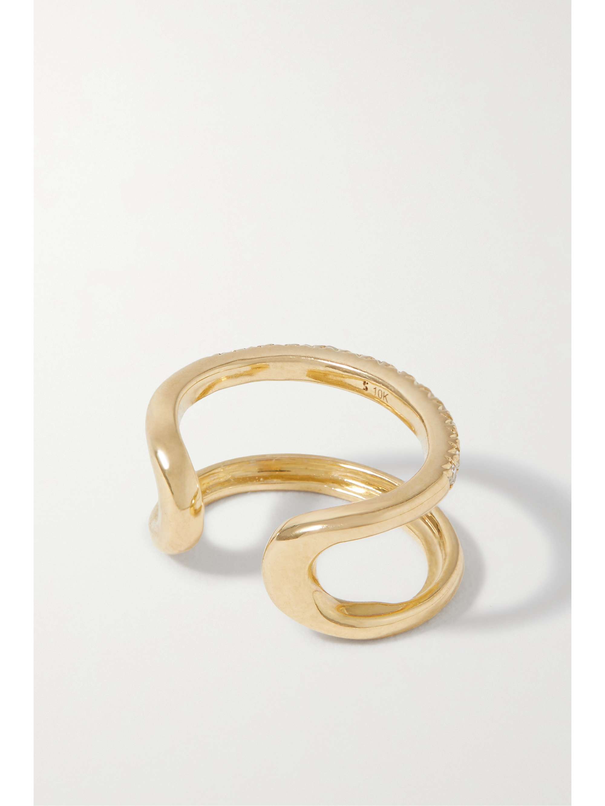 STONE AND STRAND 10karat gold diamond ear cuff NETAPORTER