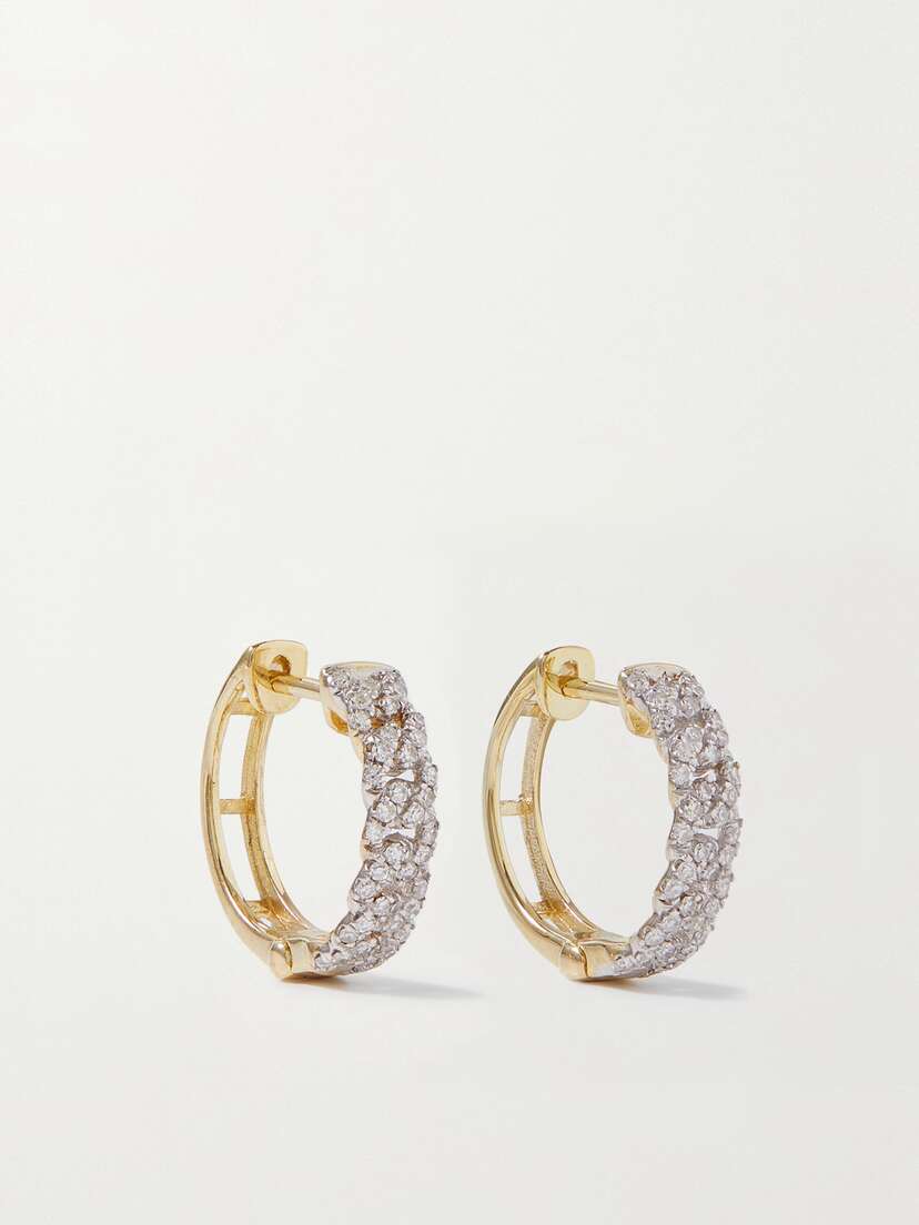 STONE AND STRAND 10-karat Gold Diamond Hoop Earrings