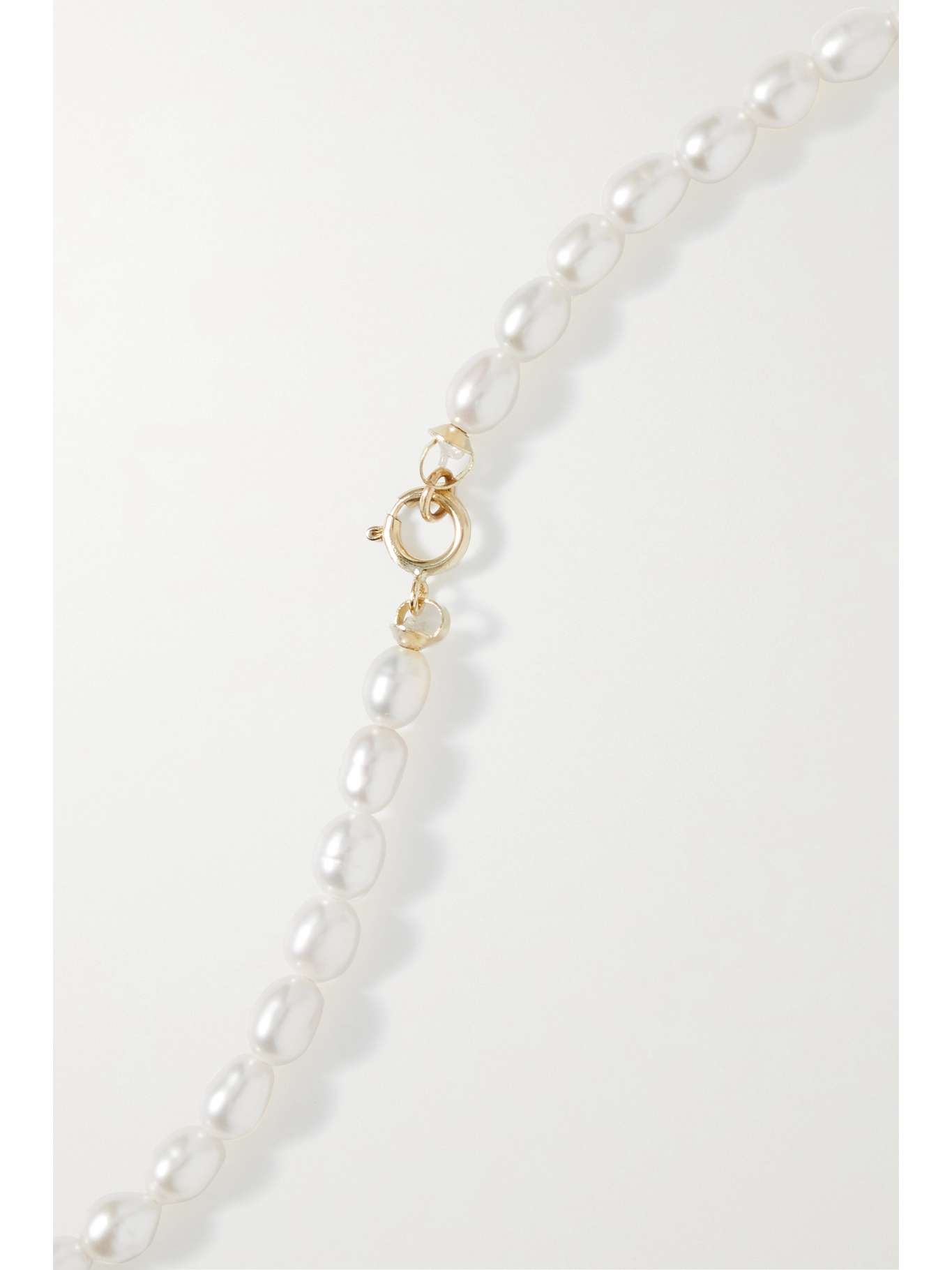 STONE AND STRAND Initial 10karat gold, pearl and diamond necklace