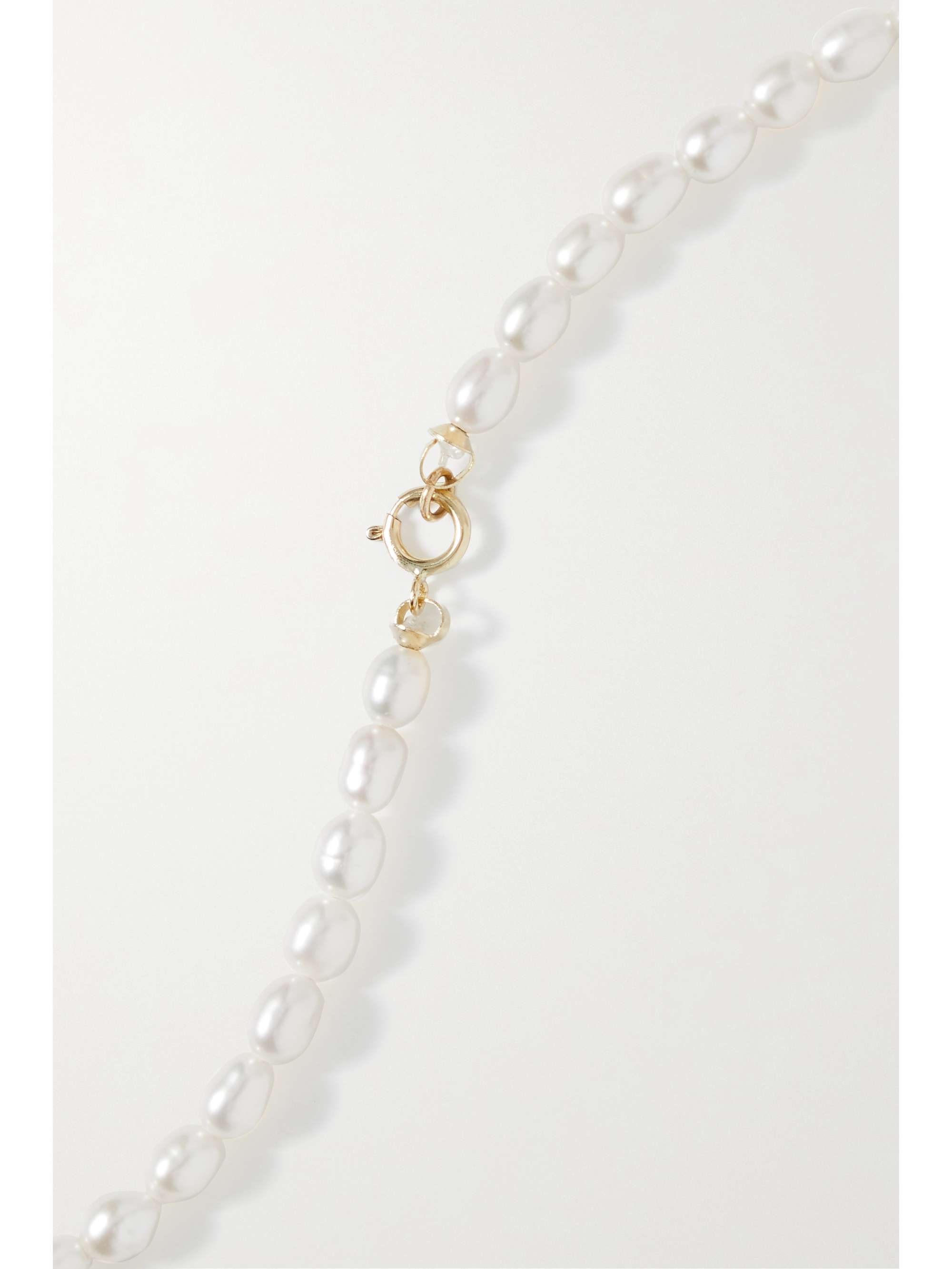 STONE AND STRAND Initial 10karat gold, pearl and diamond necklace