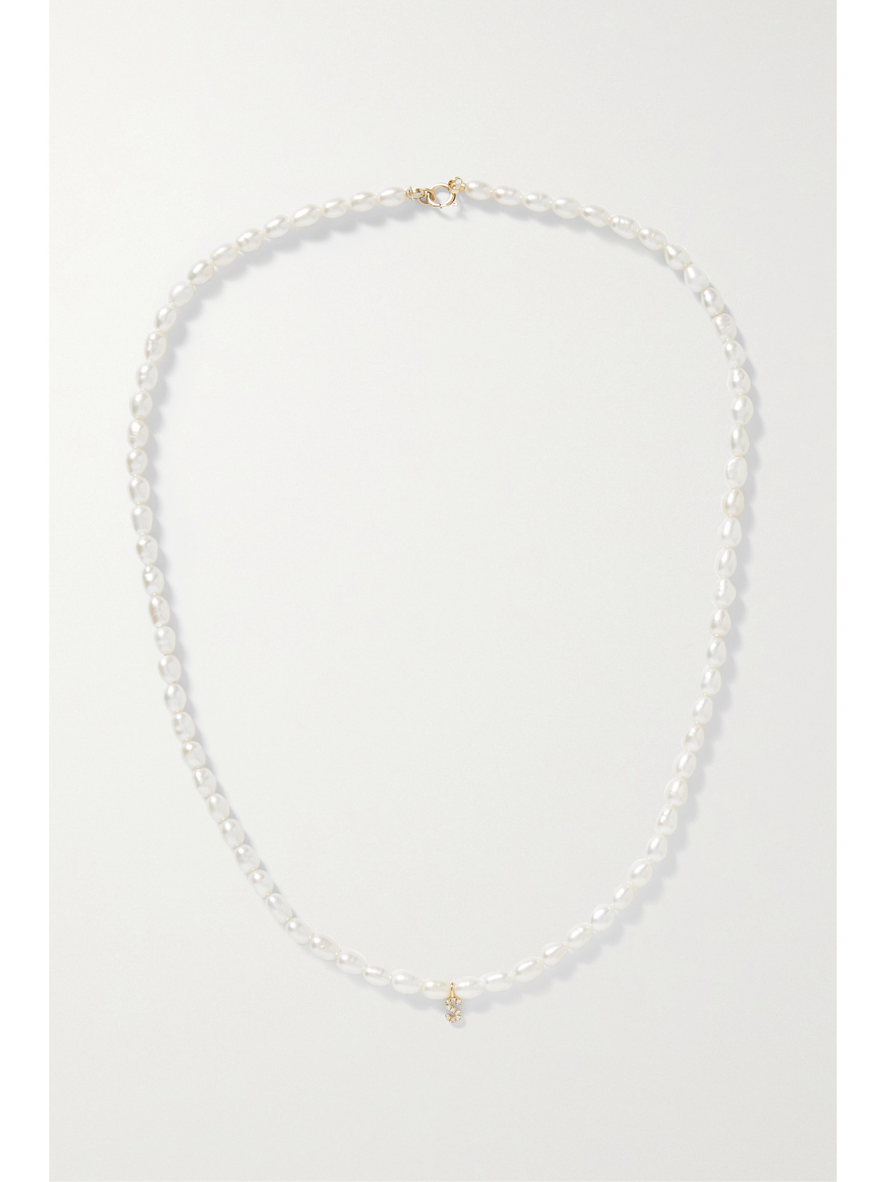 Shop Stone And Strand Initial 10-karat Gold, Pearl And Diamond Necklace