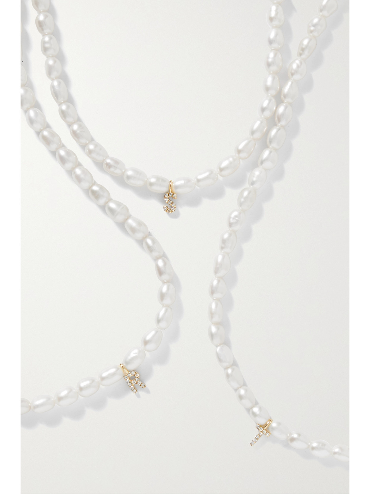 Stone And Strand Initial 10-karat Gold, Pearl And Diamond Necklace