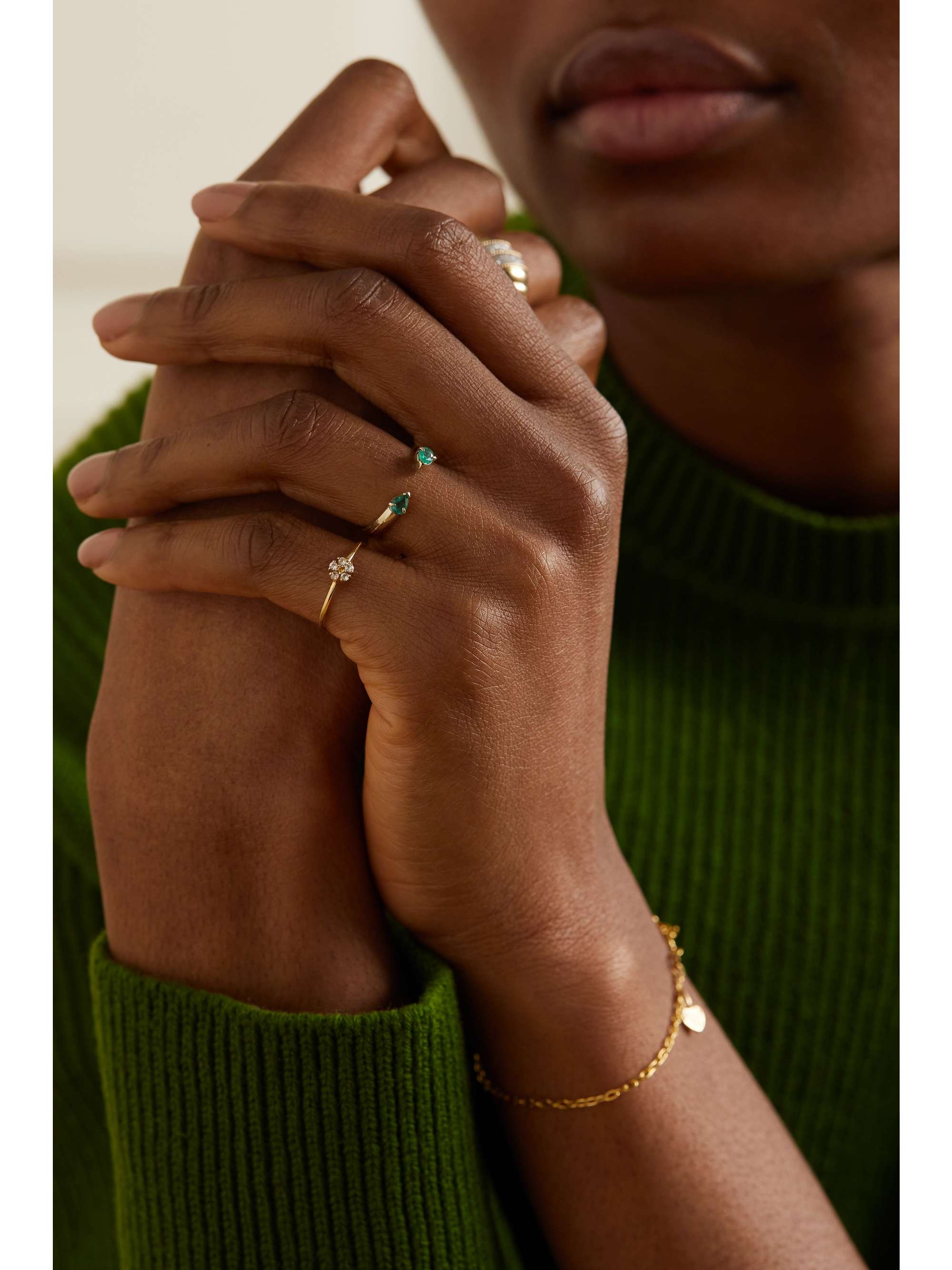 STONE AND STRAND Pinch 10karat gold emerald ring NETAPORTER