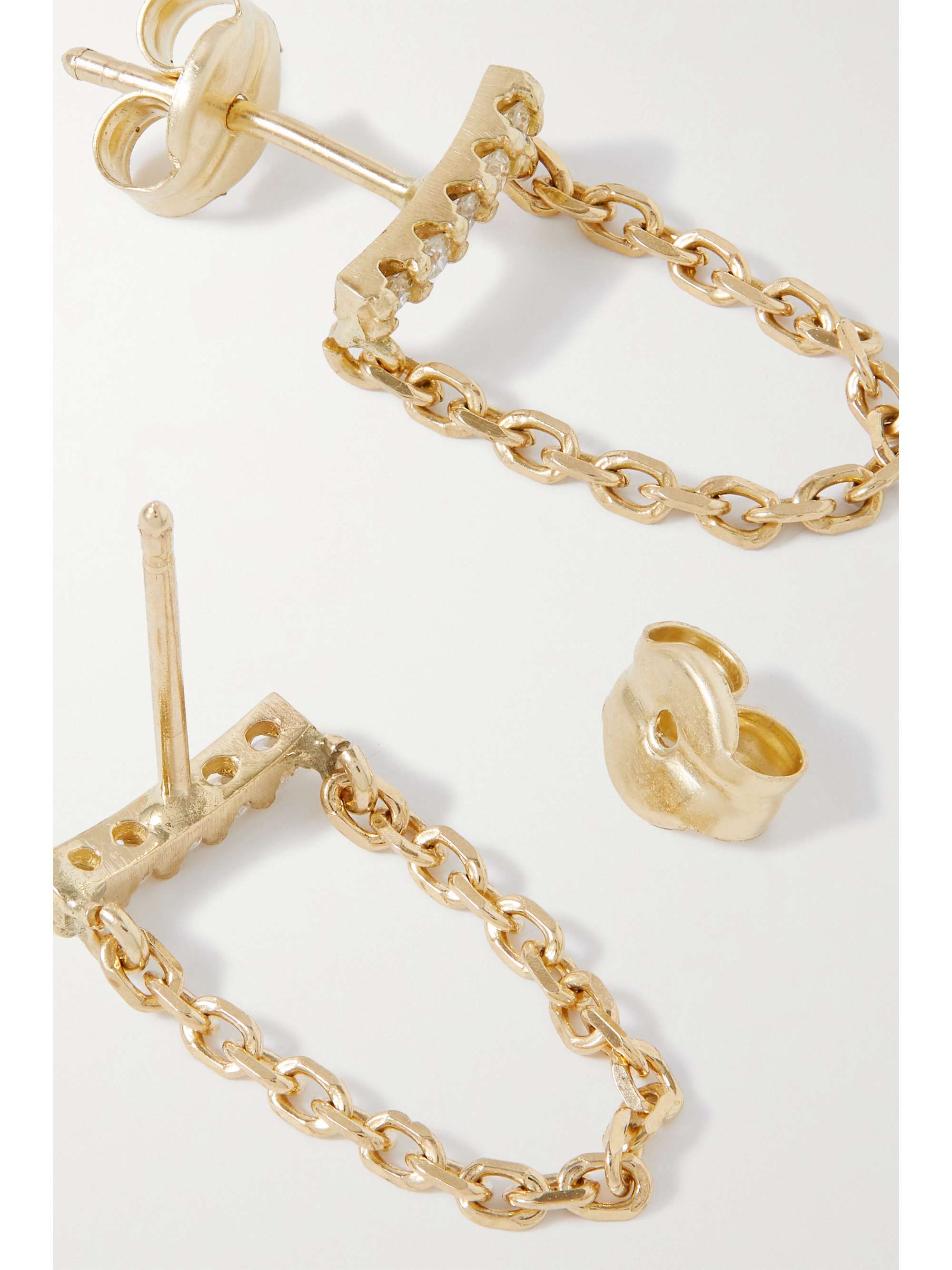 STONE AND STRAND Raise The Bar 10-karat gold diamond earrings