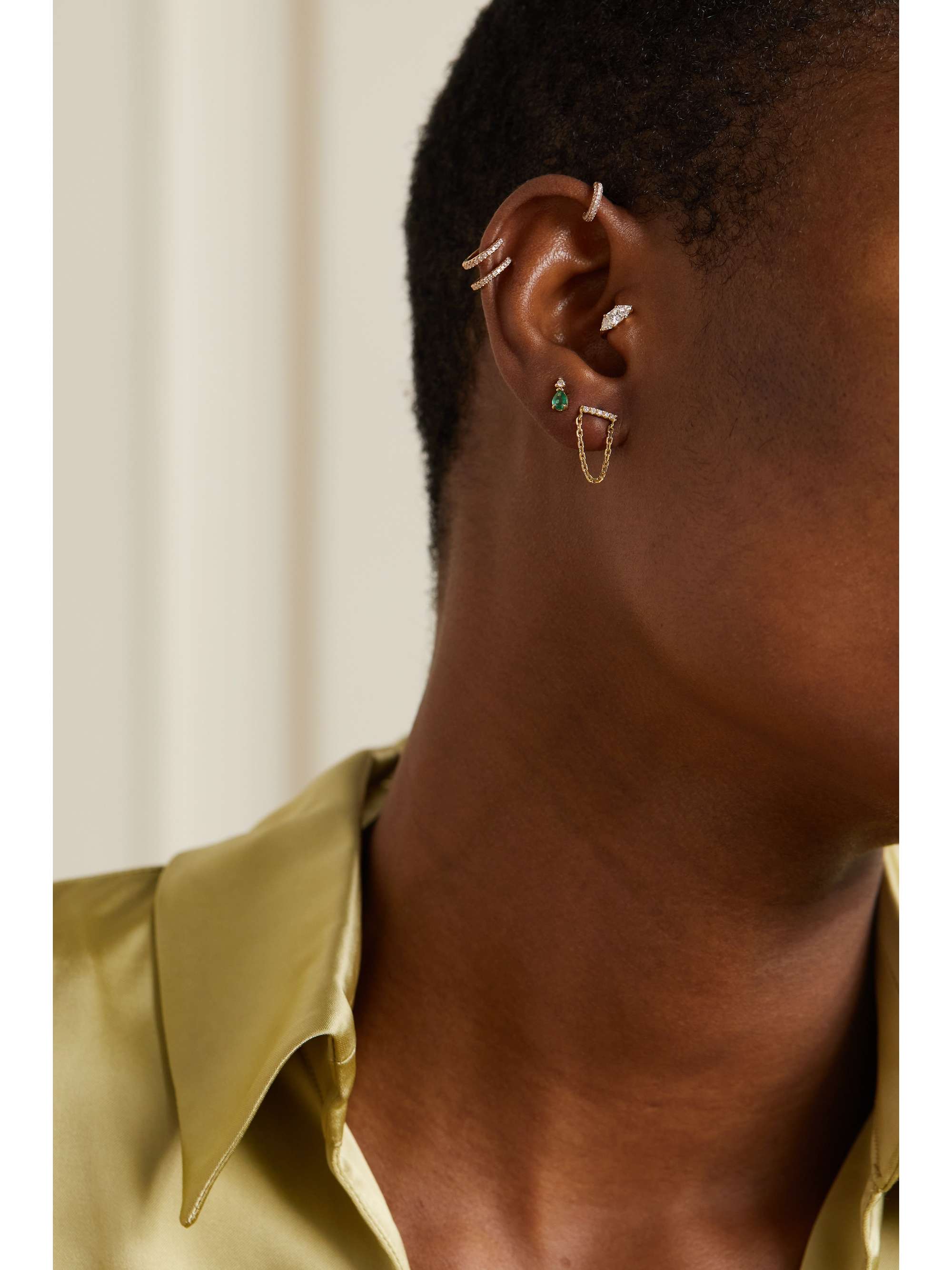 STONE AND STRAND Raise The Bar 10-karat gold diamond earrings