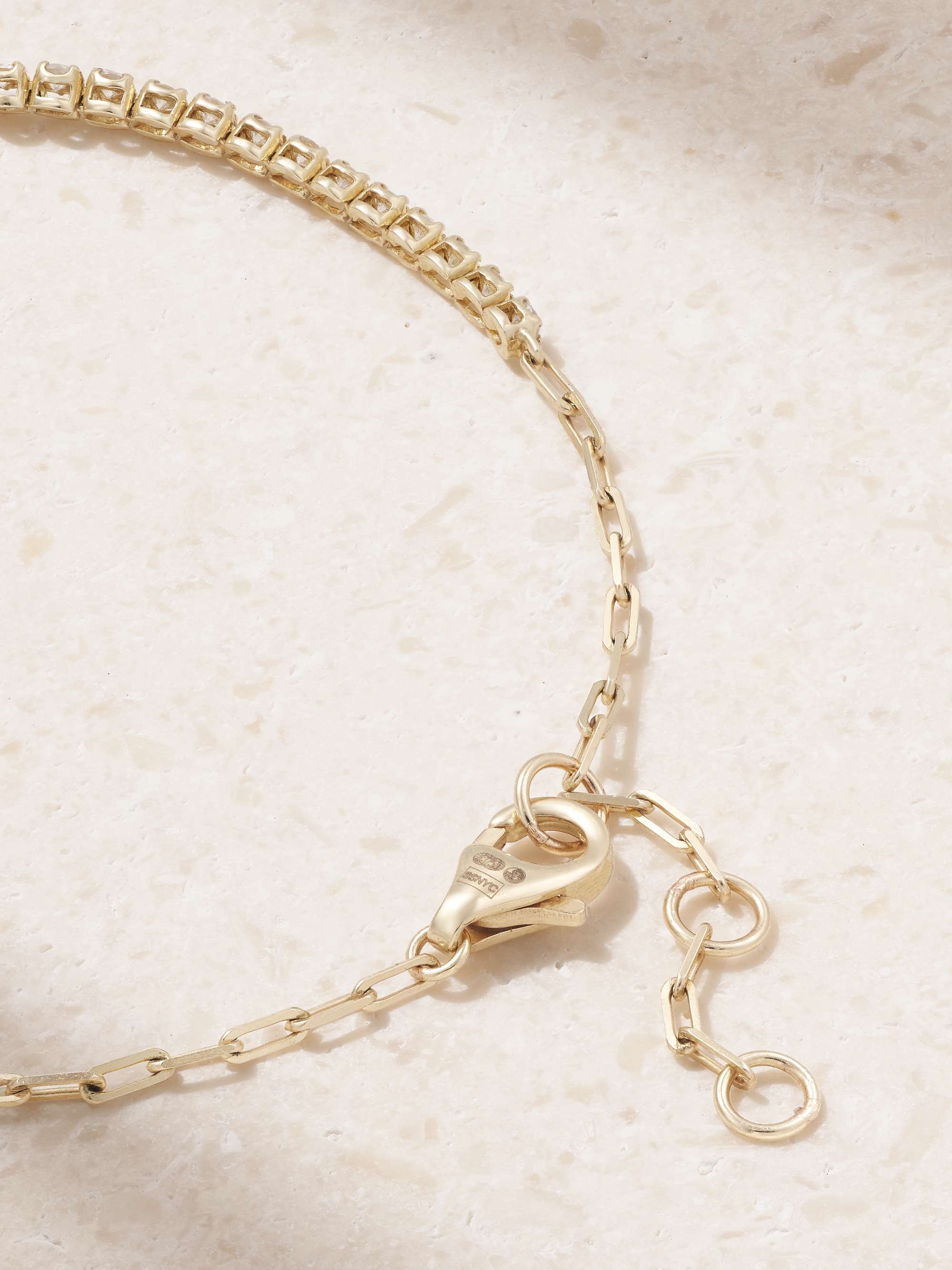 STONE AND STRAND Drop Shot gold diamond bracelet
