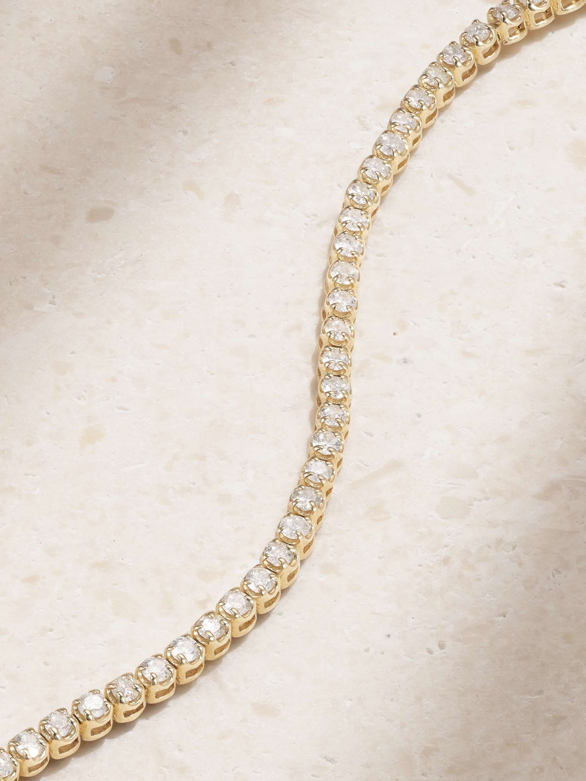 STONE AND STRAND Drop Shot gold diamond bracelet